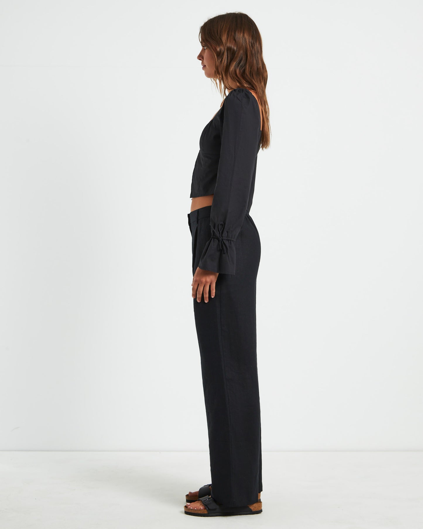 Bree Poplin Button Shirt in Black