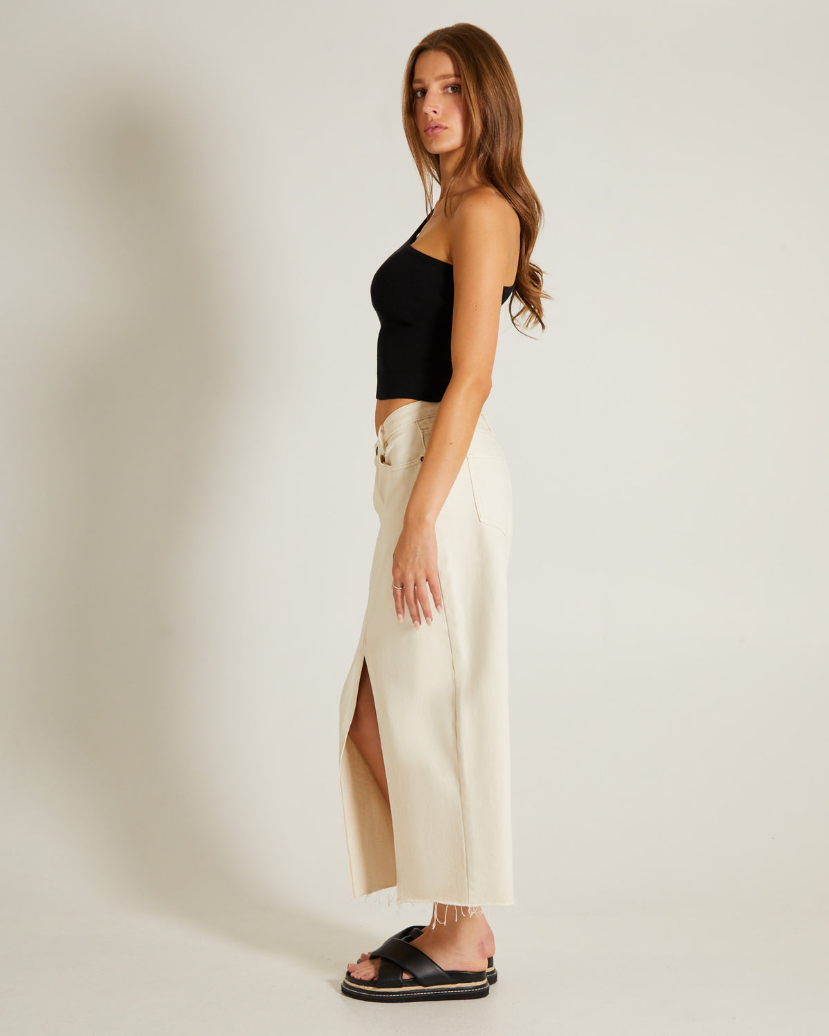 Luxe Knitted One Shoulder Top in Black BLACK