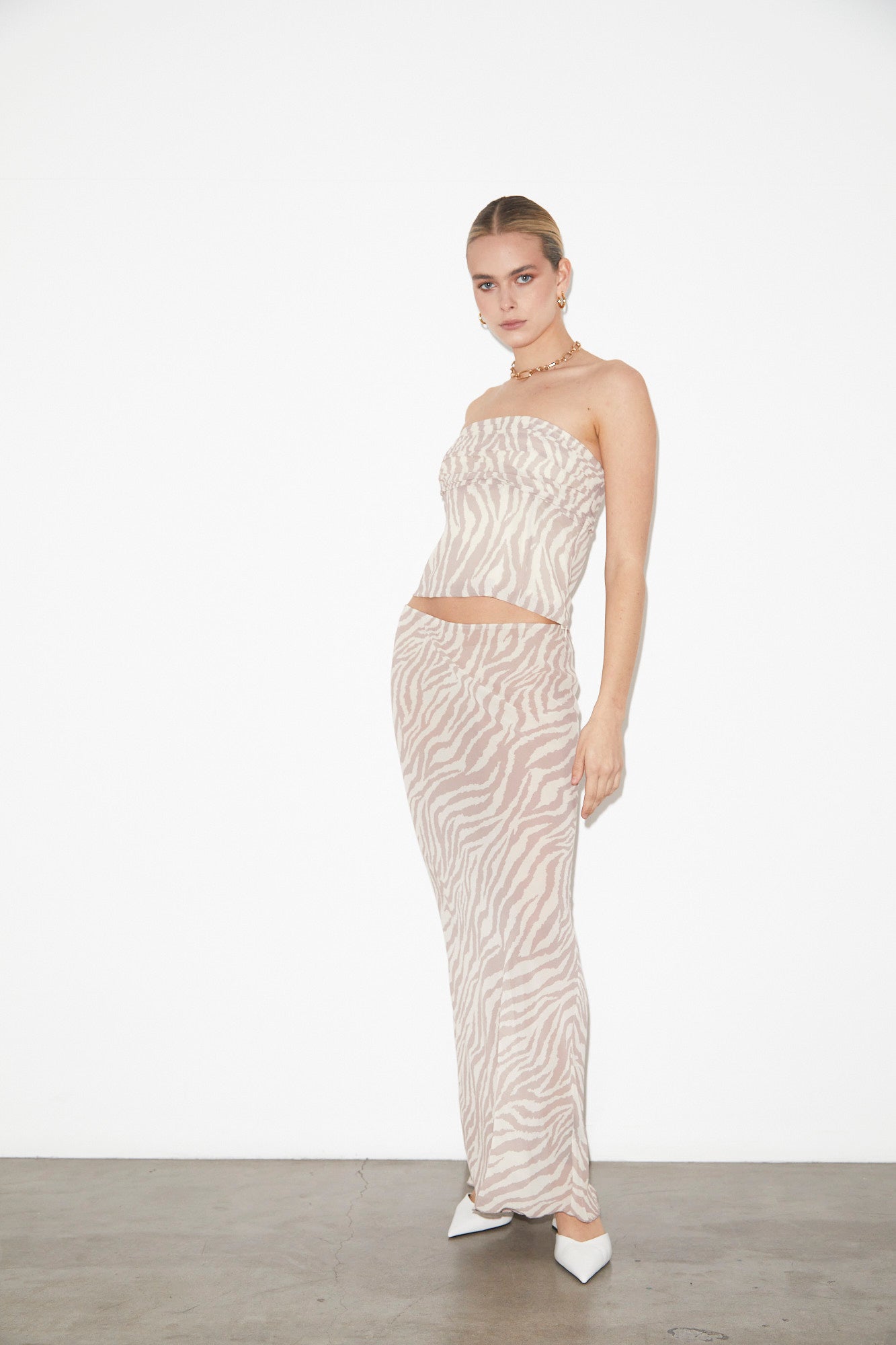 Cassie Ruched Corset Top in Beige