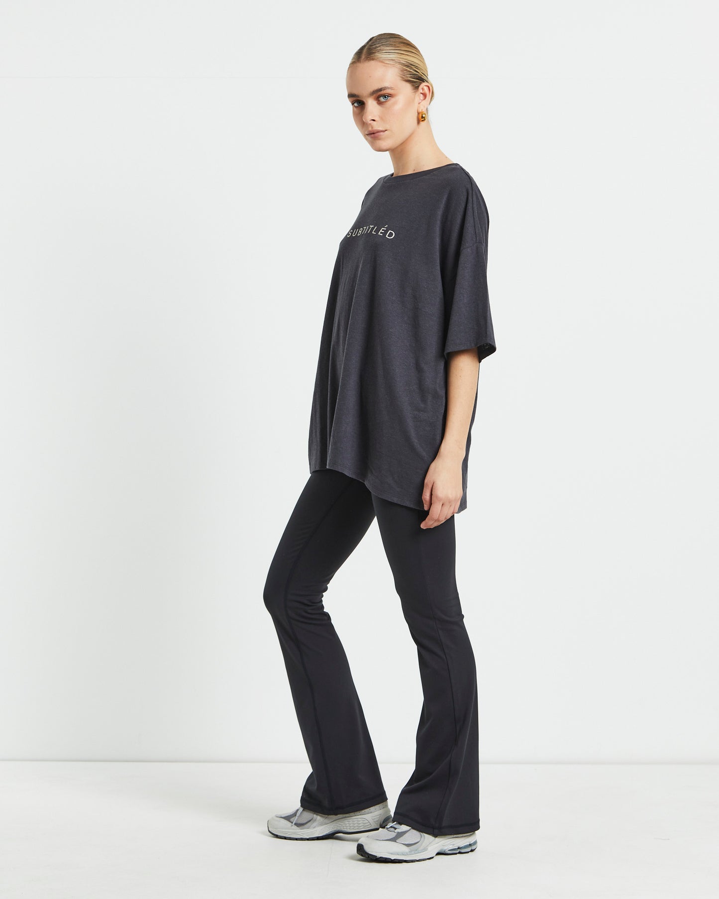 State Linen Oversized Short Sleeve T-Shirt in Charcoal