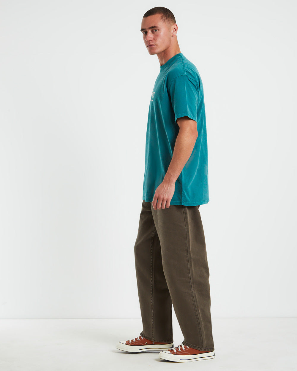 Thick 50-50 Heavyweight Short Sleeve T-Shirt in Ocean Blue