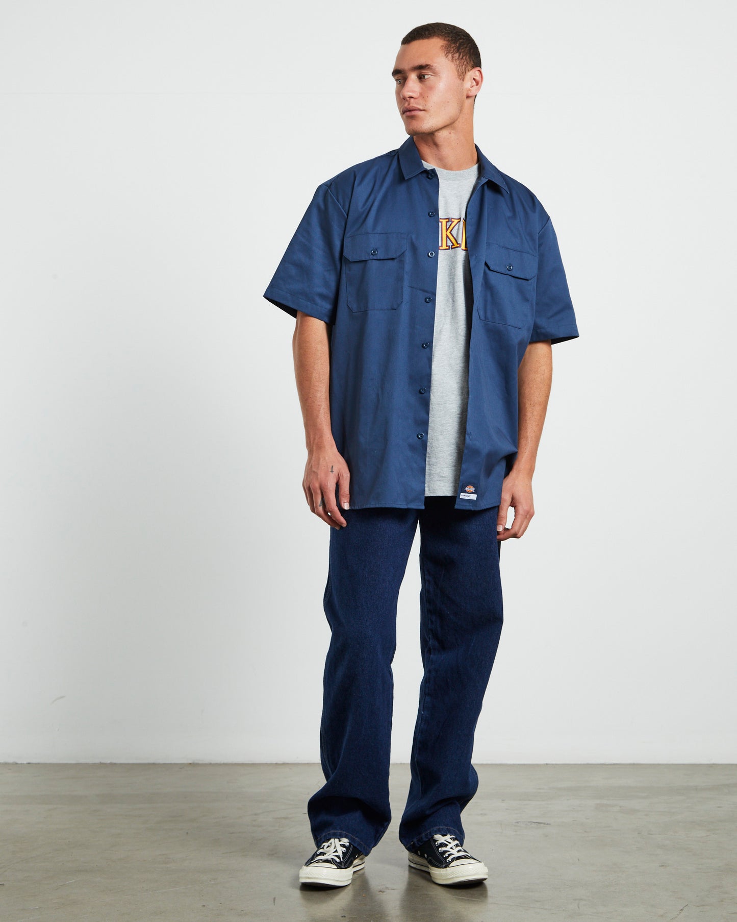1574 Short Sleeve Shirt in Dark Denim Denim