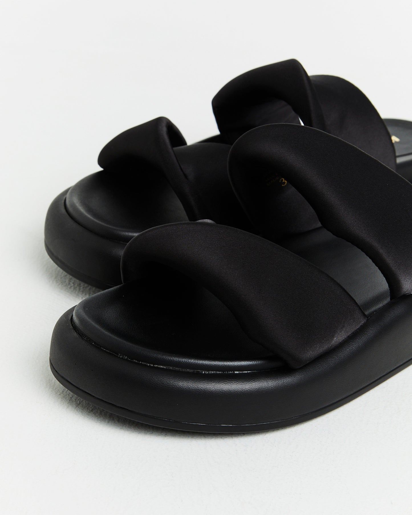 Therese Satin Slides in Black