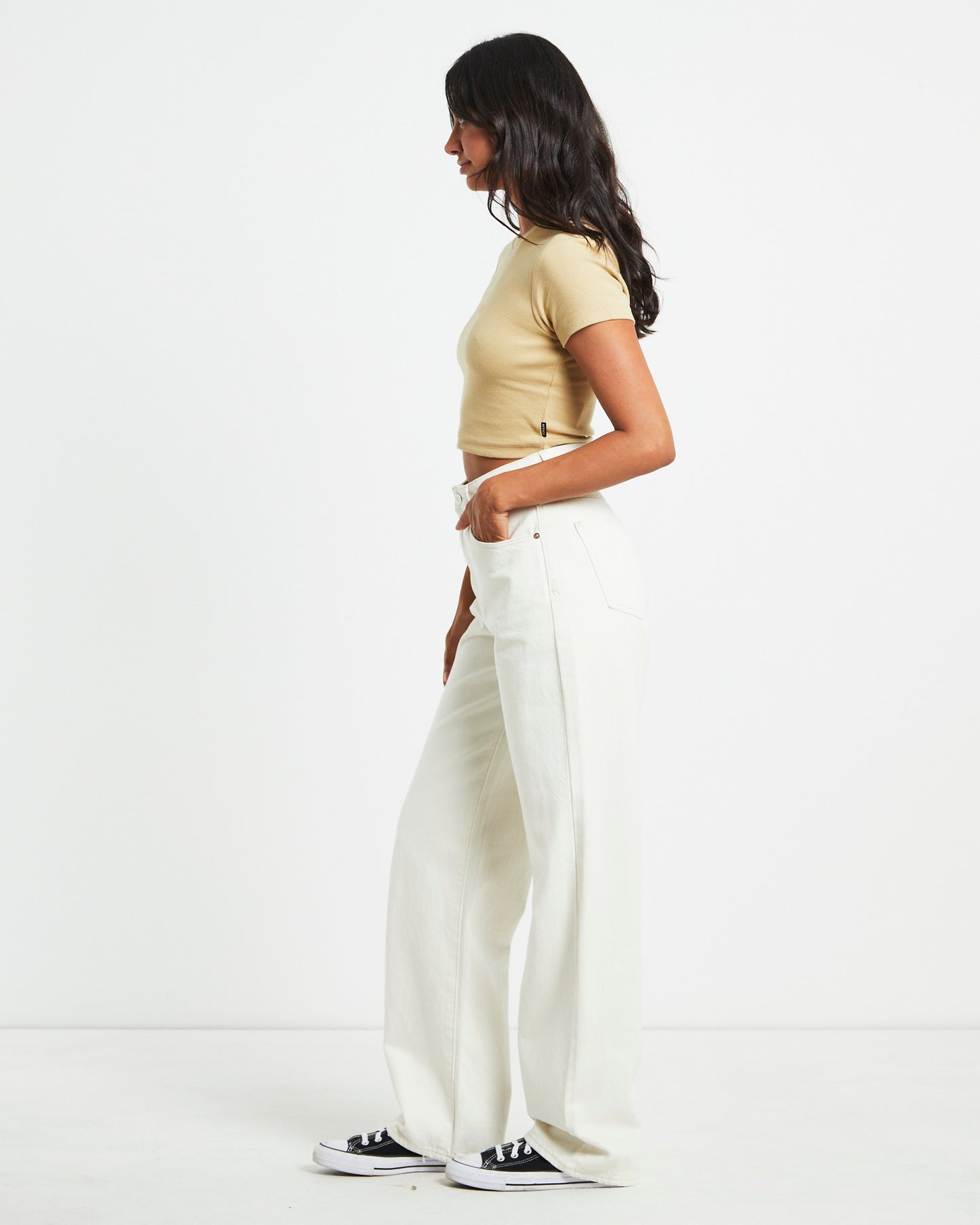 Dillon Abbie Recycled Cropped Tee in Natural