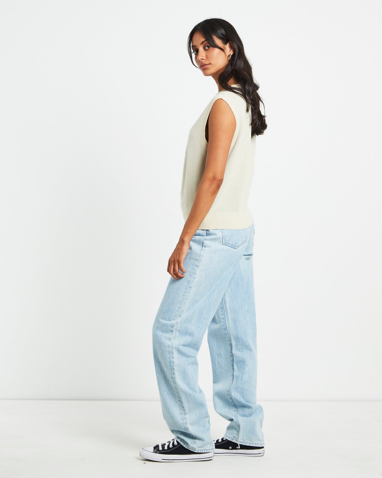 Stussy Knit Oversized Vest in Cream