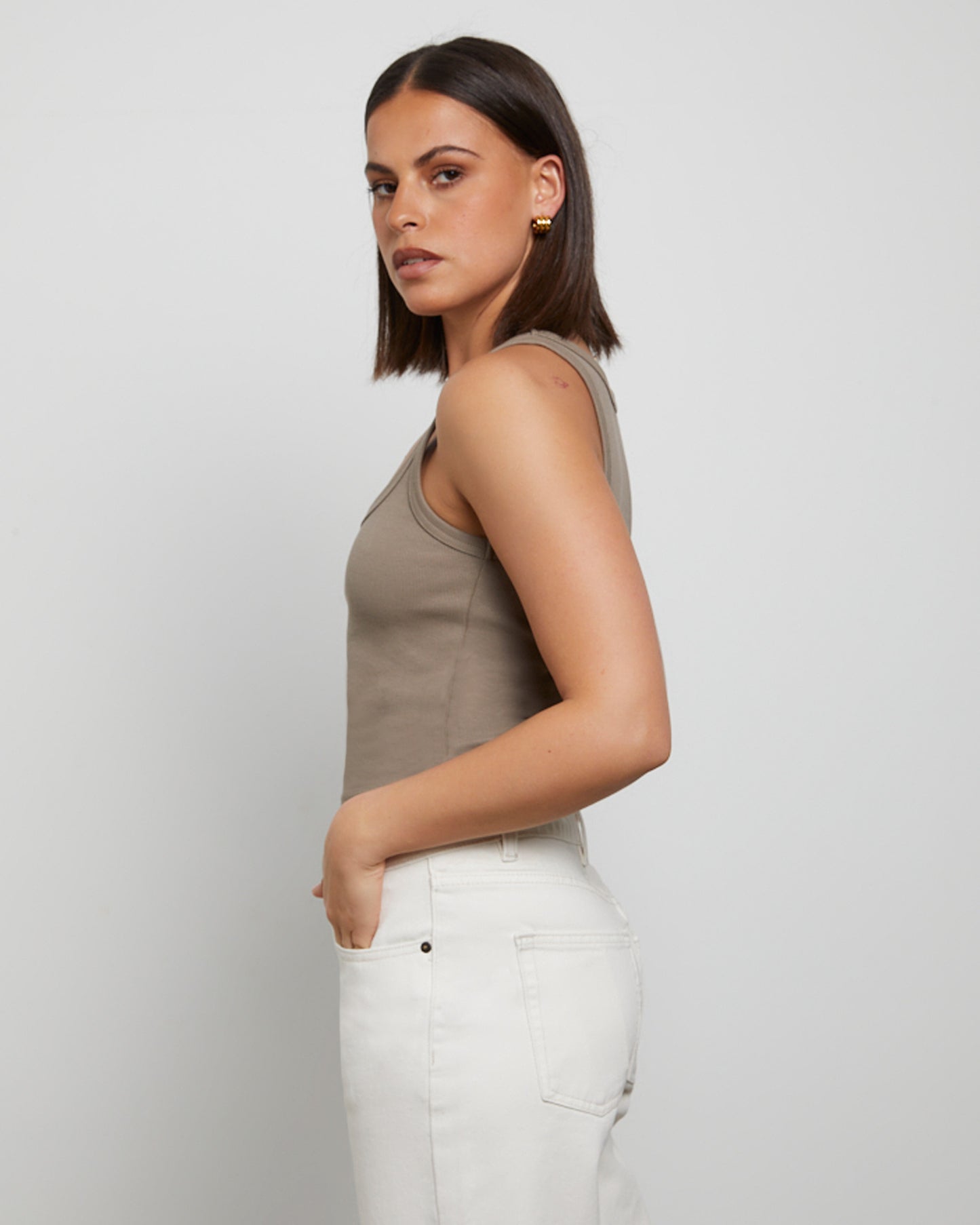 Super Scoop Classic Tank Top in Brown