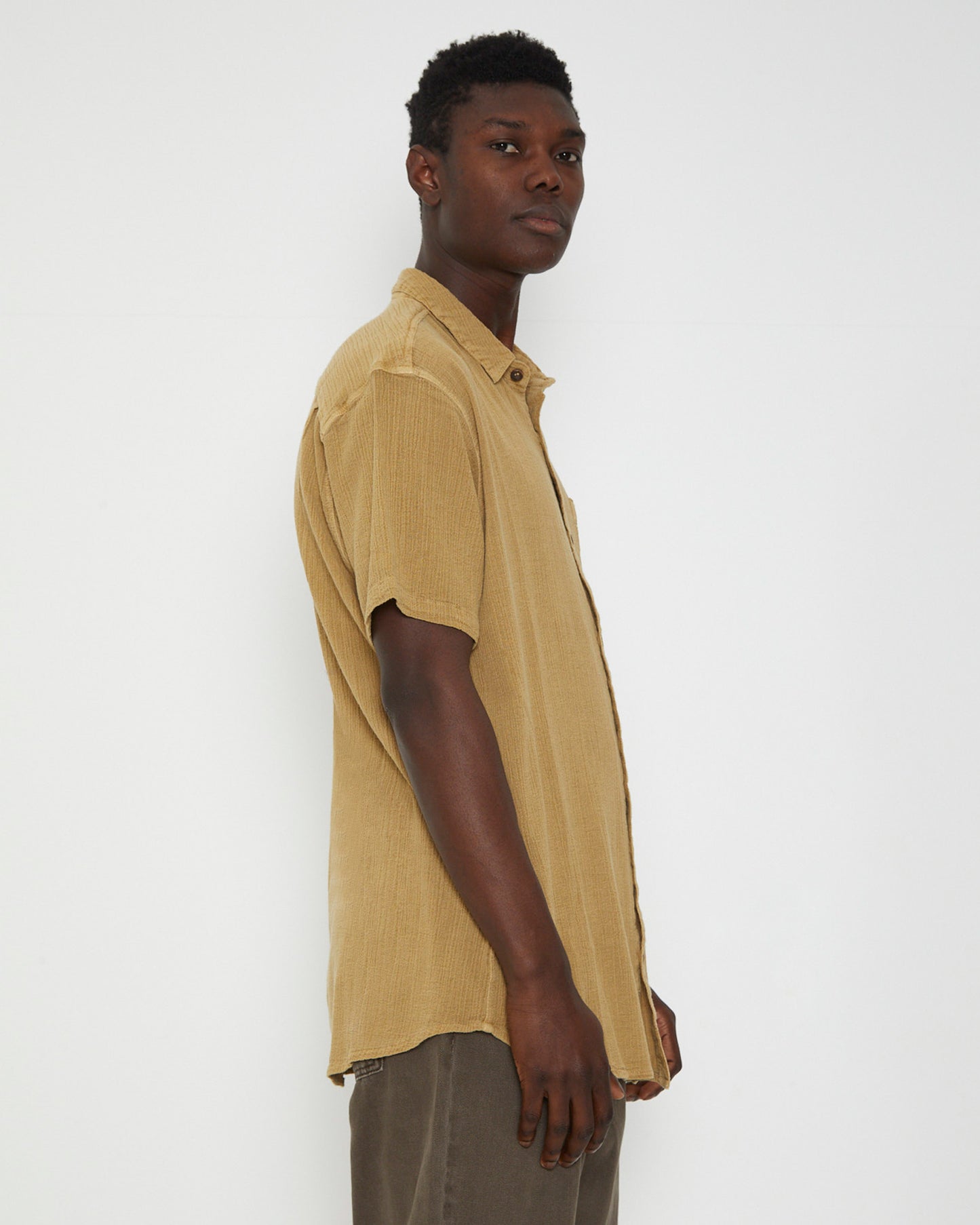Bon Crepe Short Sleeve Shirt in Sand