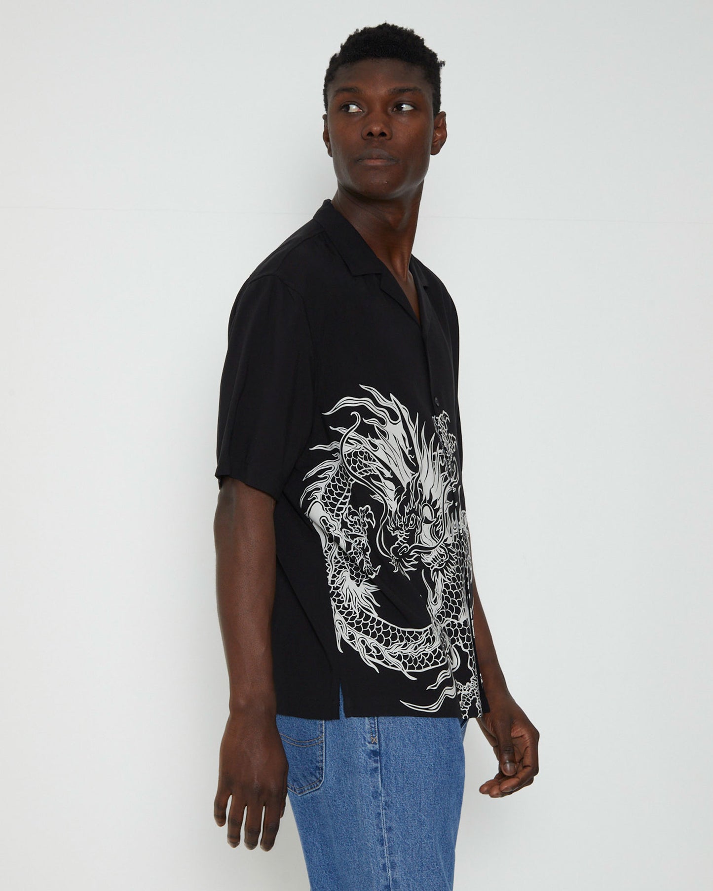 Saigon Short Sleeve Resort Shirt in Black