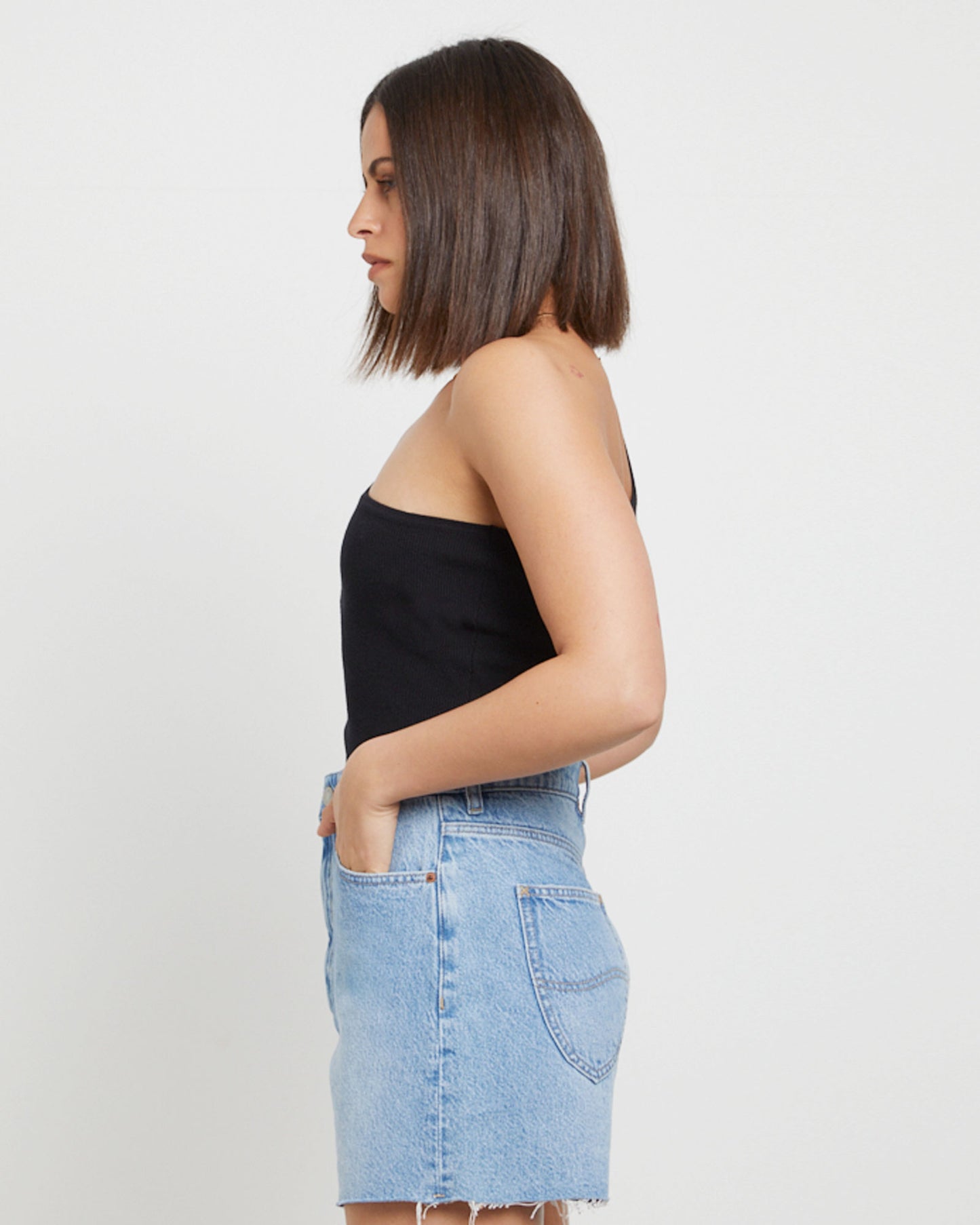 High Relaxed Denim Shorts in Risk
