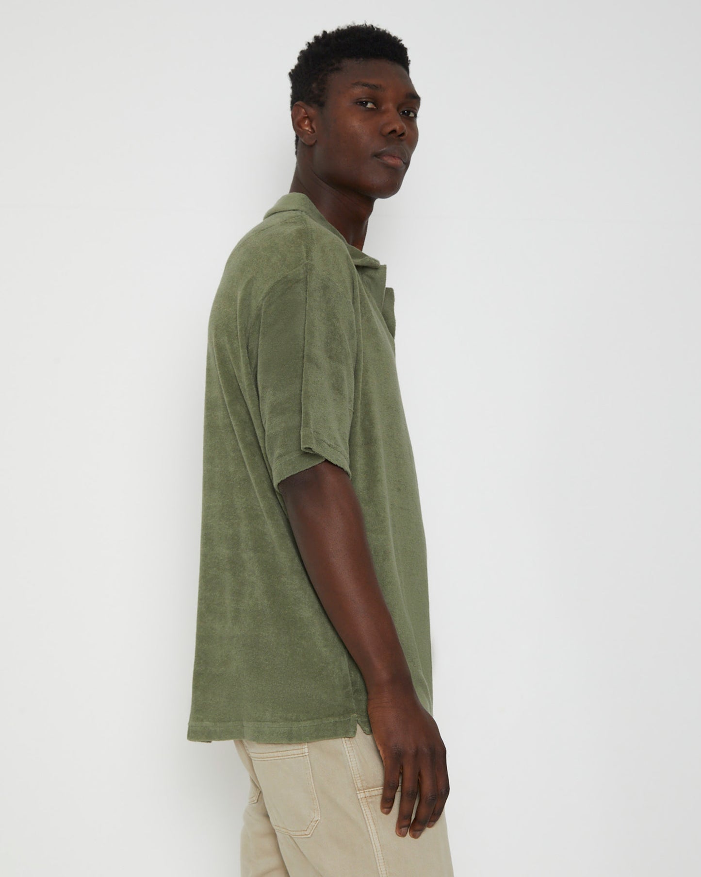 Terry Rolo Polo Short Sleeve T-Shirt in Moss