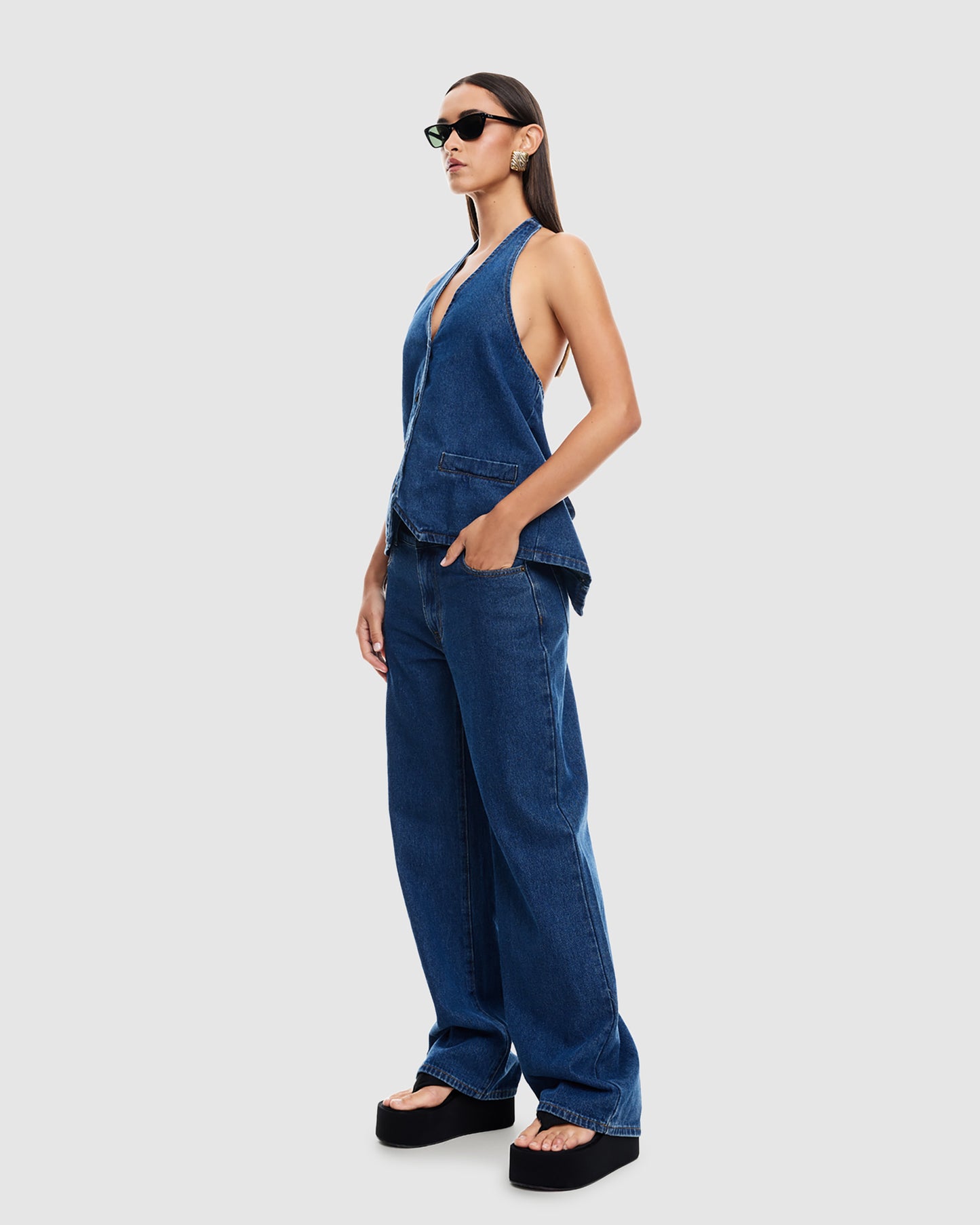 Hills Halter Denim Top