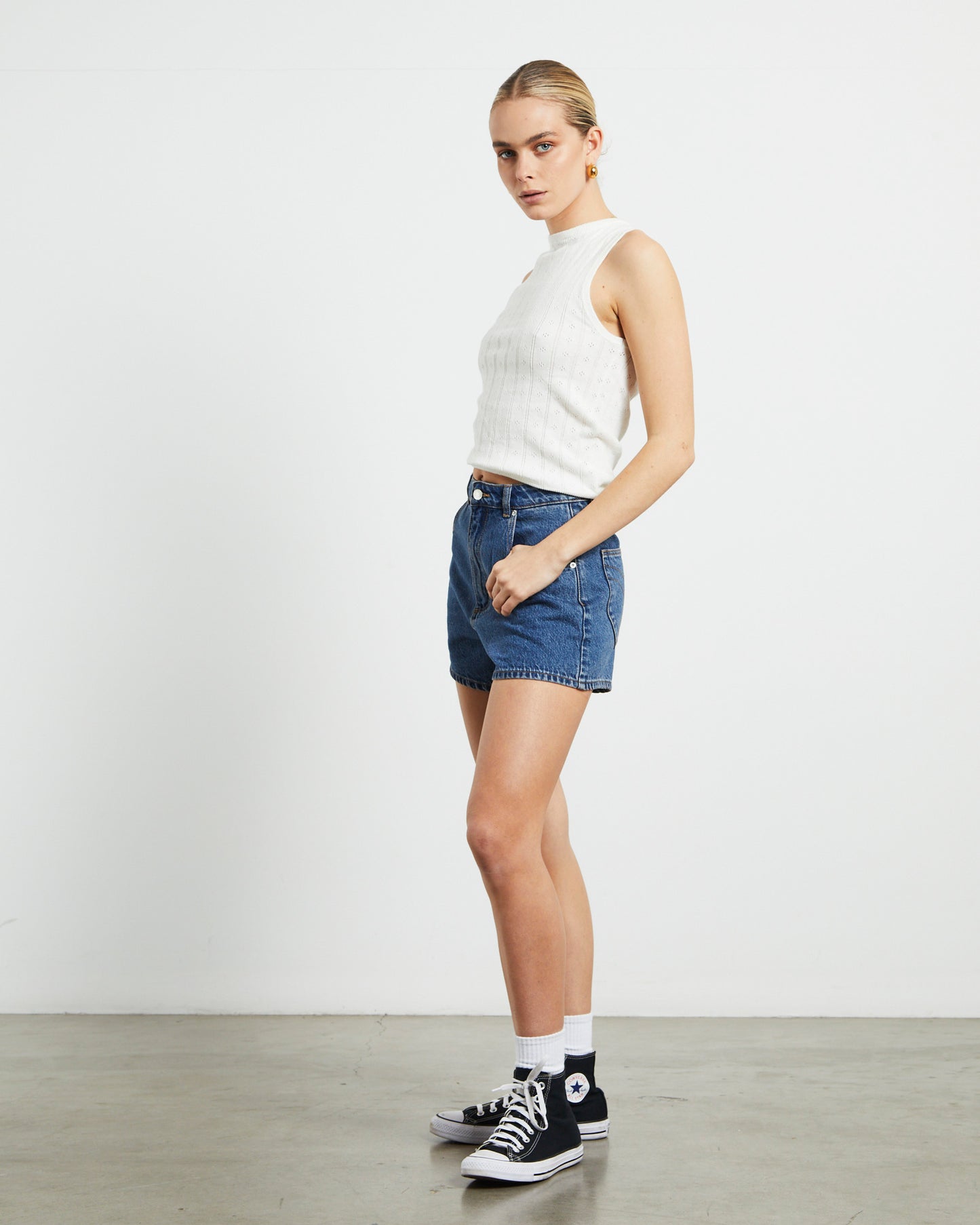 Jane Pointelle Top in White