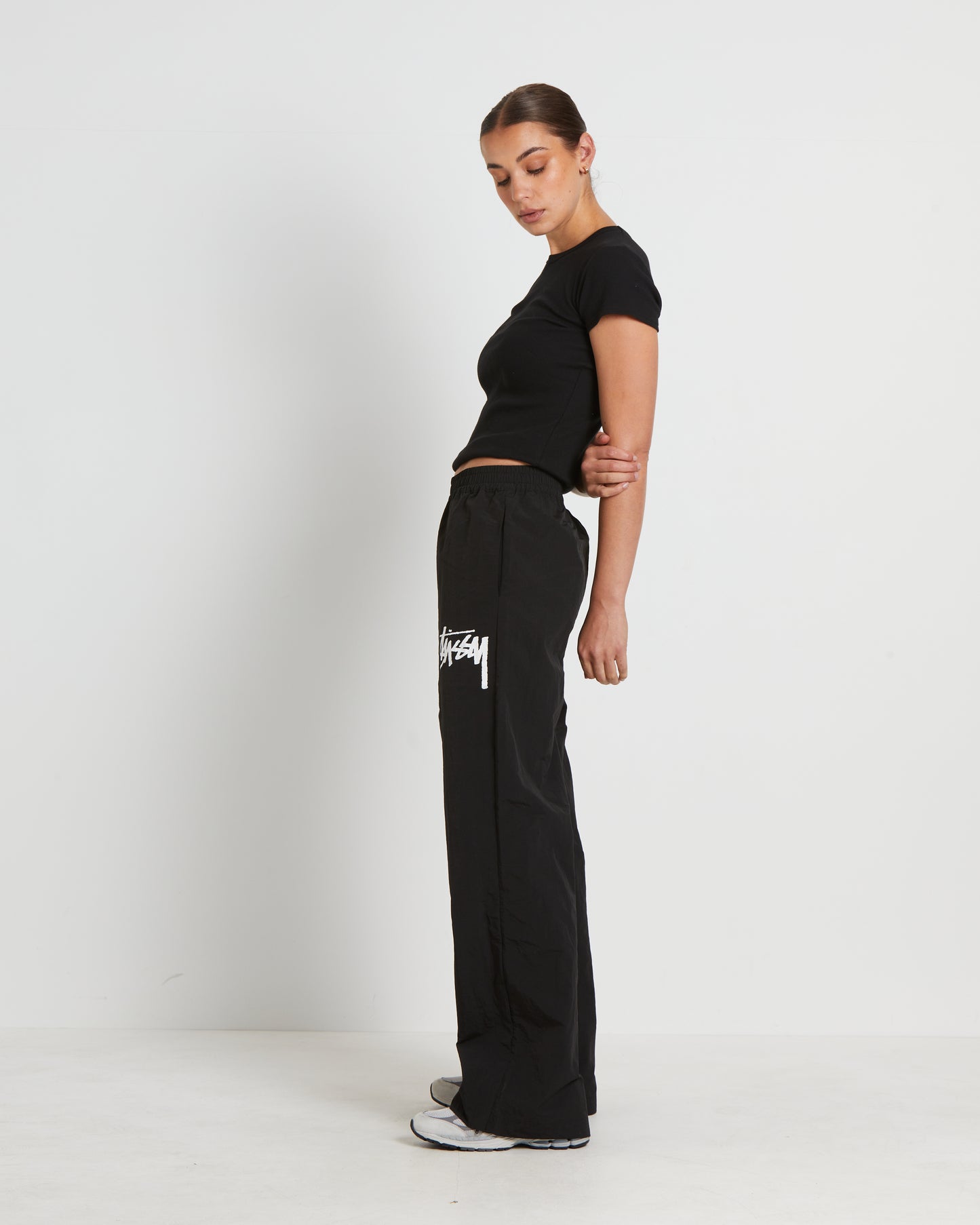 Nylon Graffiti Pants in Black