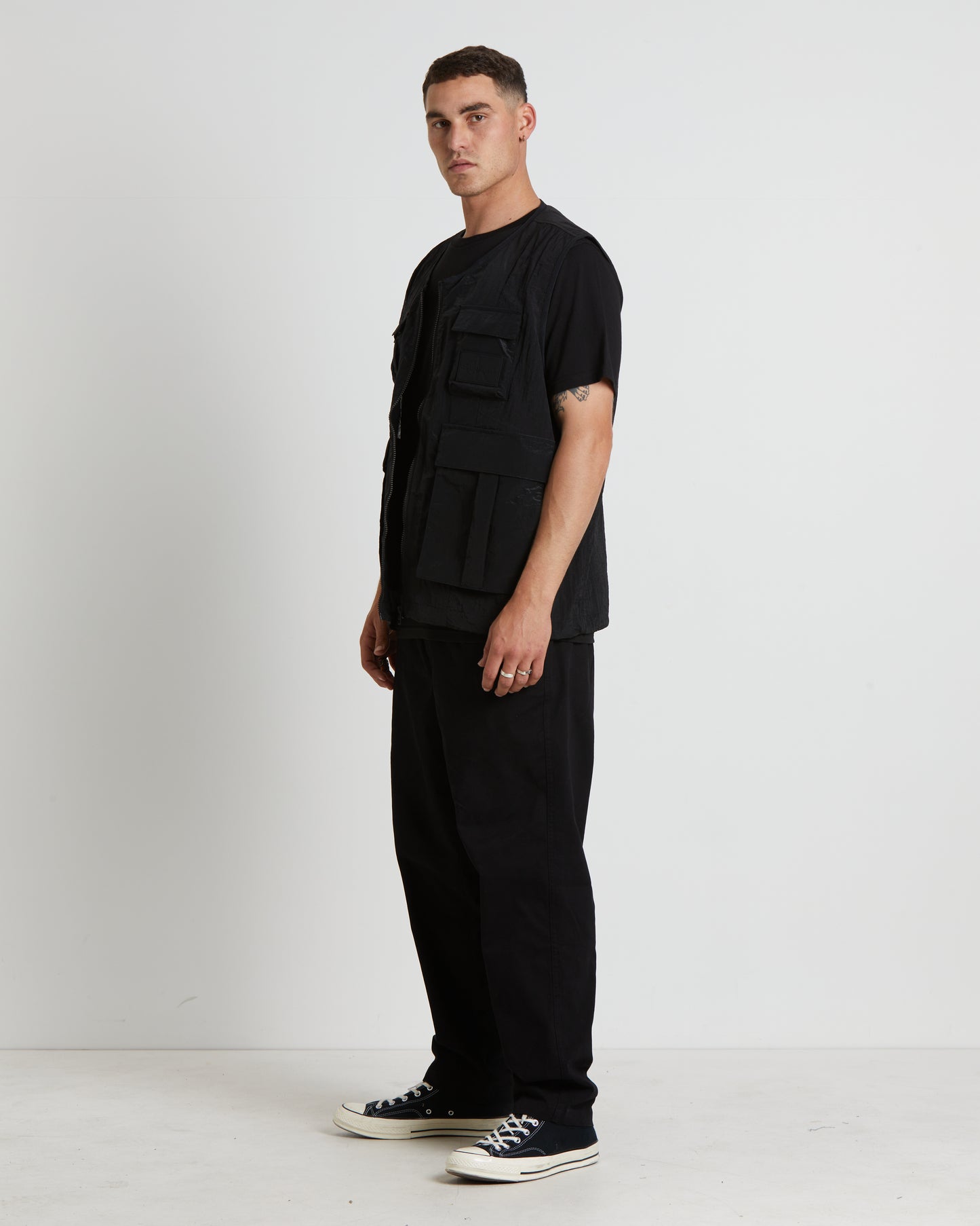 Mesh Ripstop Utility Vest in Black
