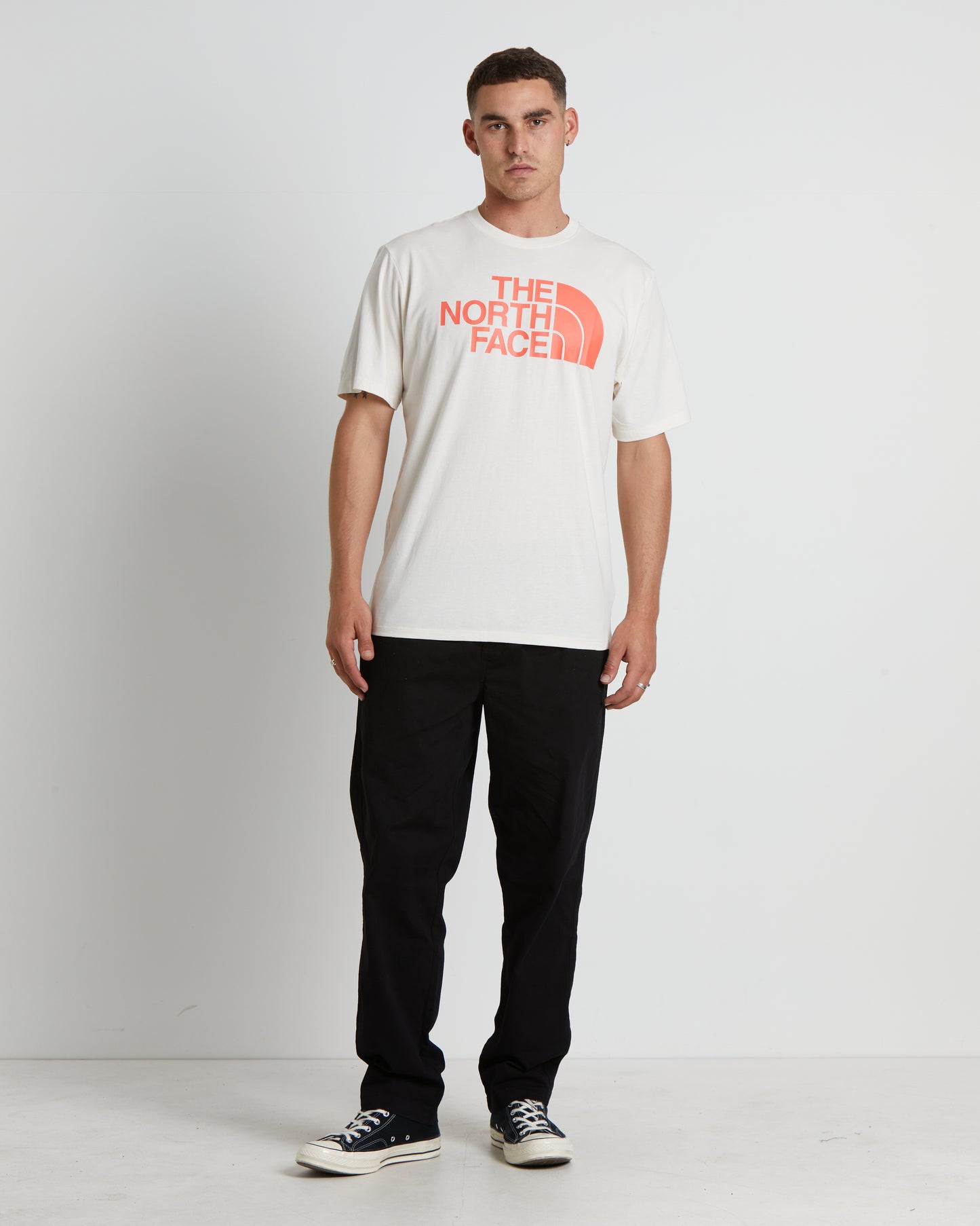 Short Sleeve Half Dome T-Shirt in Gardenia White/Retro Orange