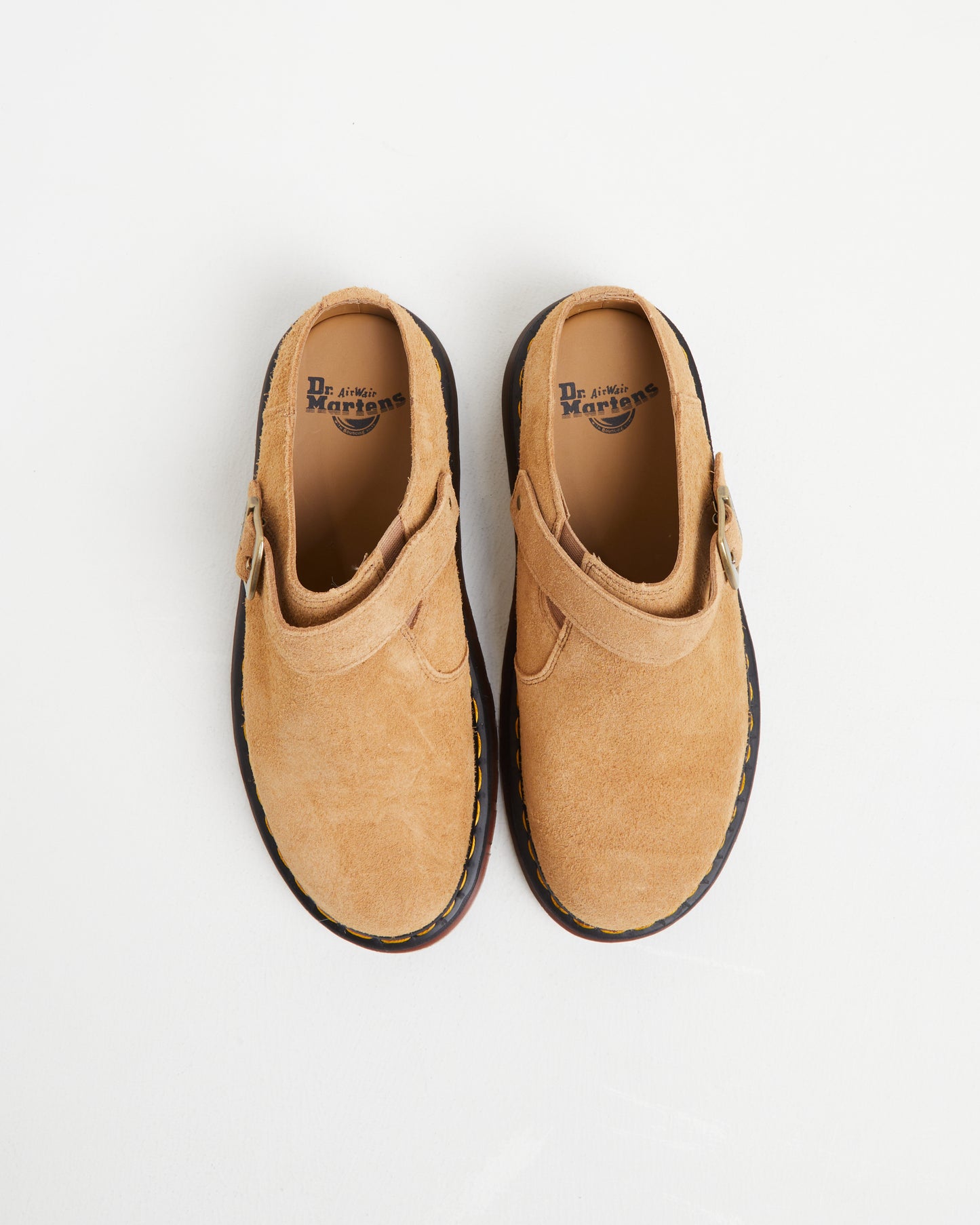Isham Buckle Mules in Sandy Tan Desert Oasis Suede