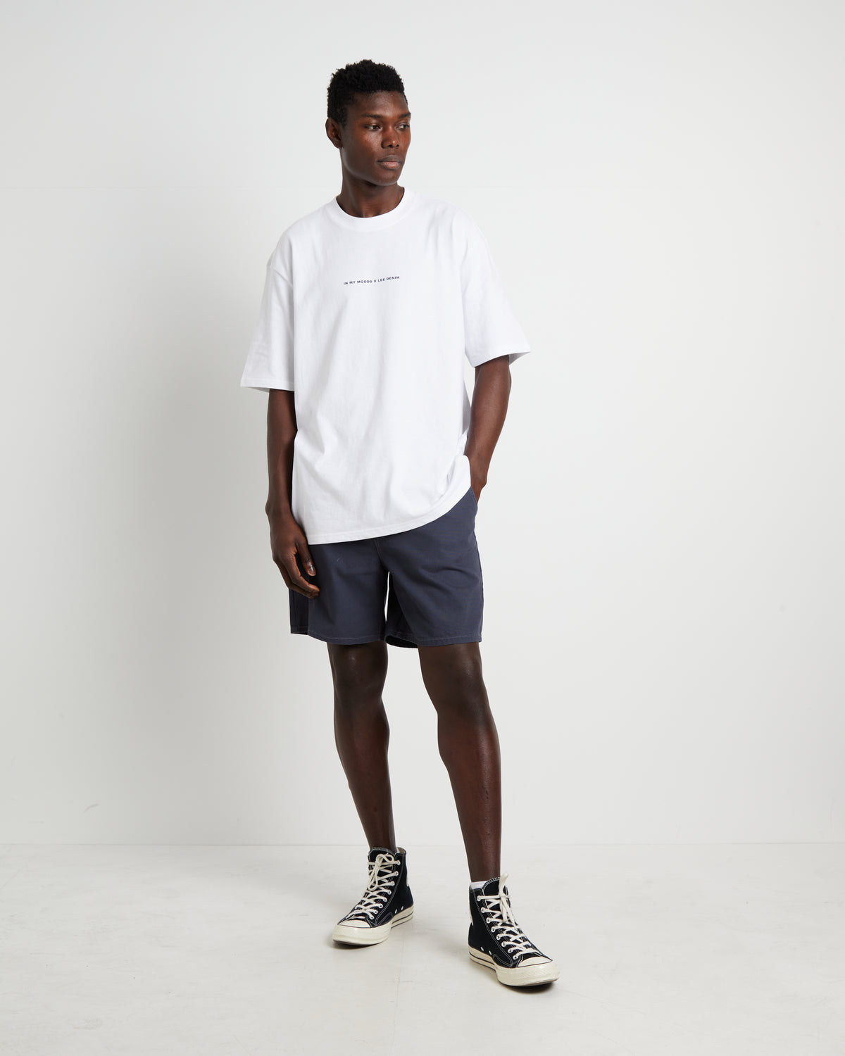 L-Four Worker Denim Shorts in Washed Navy DENIM