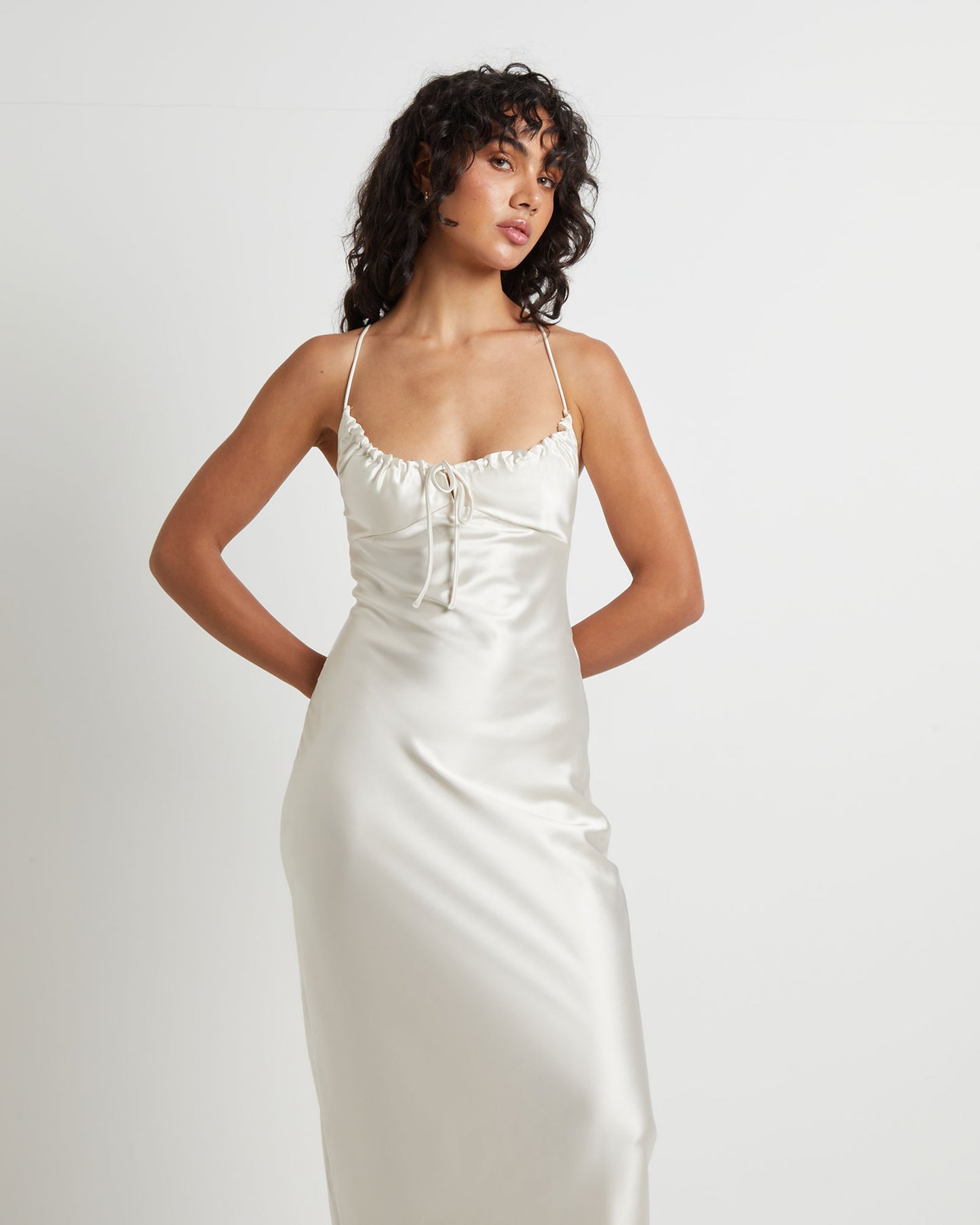 Ruby Romantic Slip Maxi Dress in Ivory