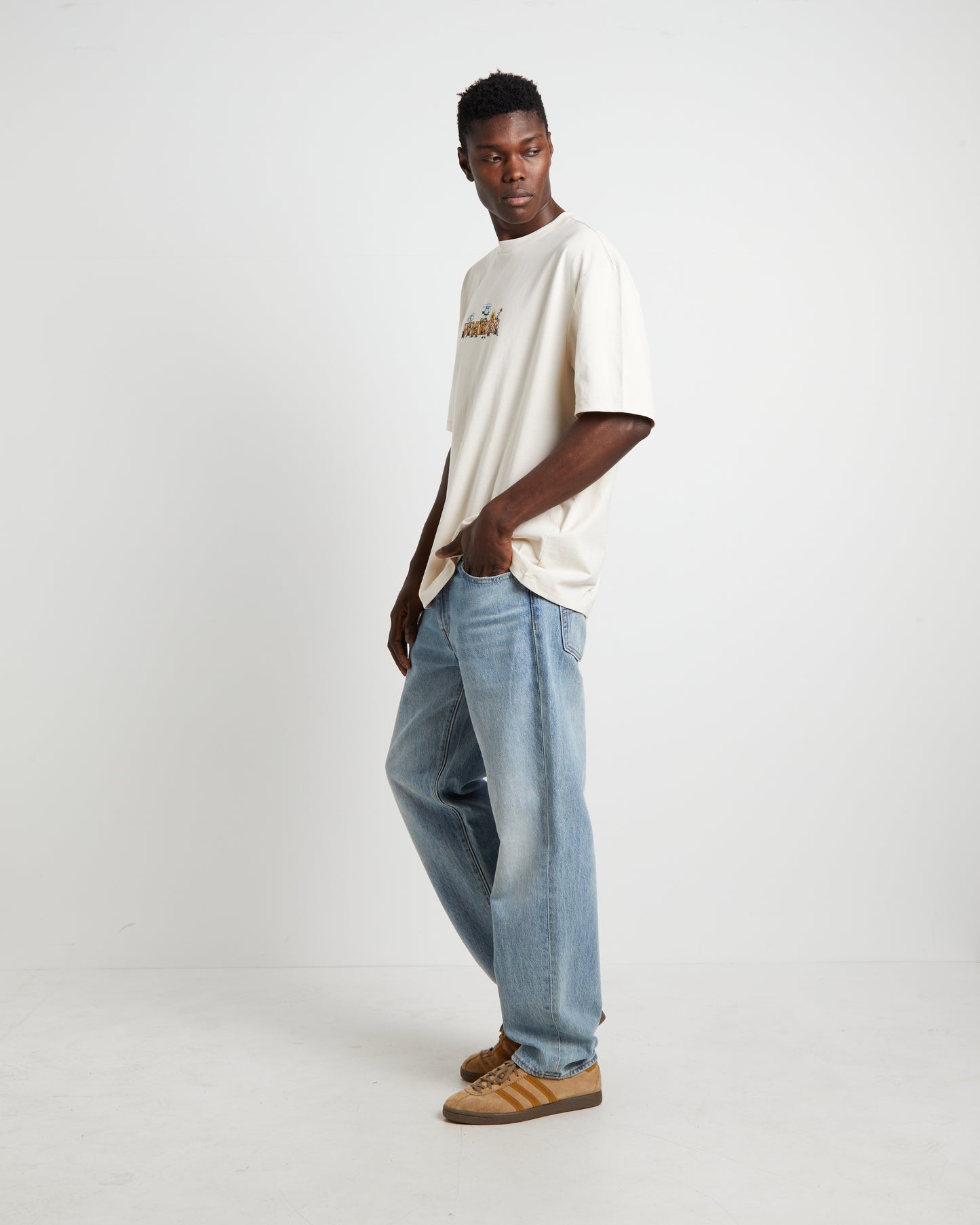 Flowers Slacker Short Sleeve T-Shirt in Ecru