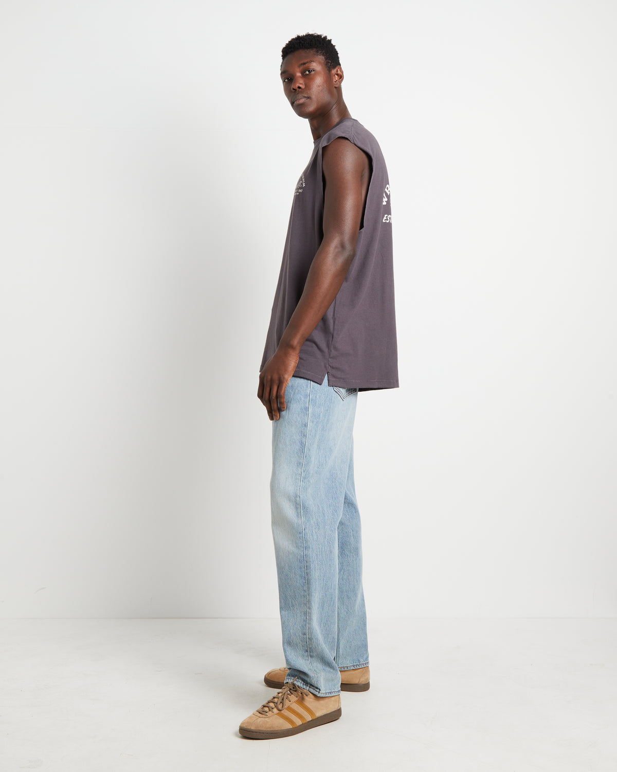 Serpent Stamp Muscle Tee in Slate Grey GREY