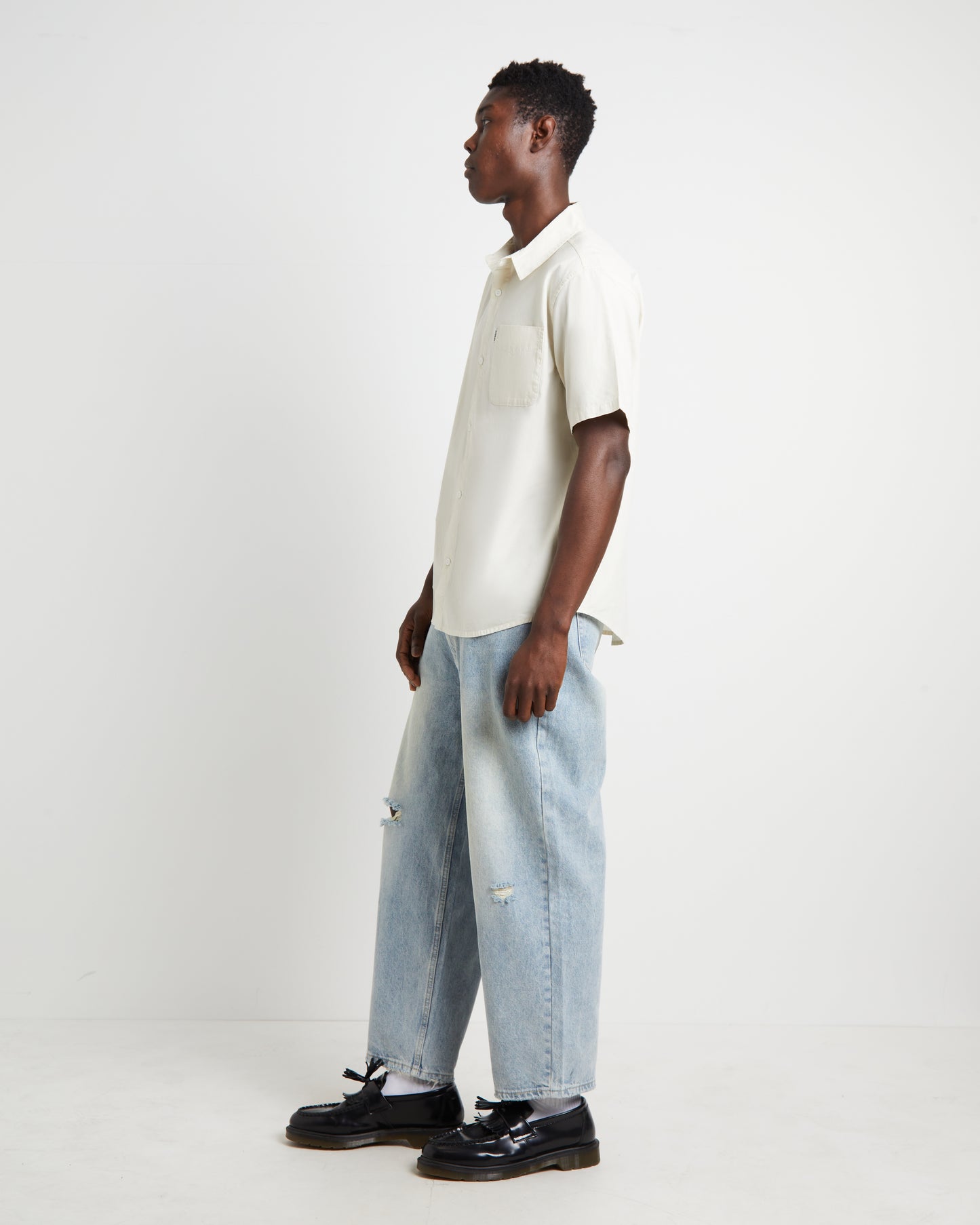 Affluent Spice Short Sleeve Shirt in Thrift White