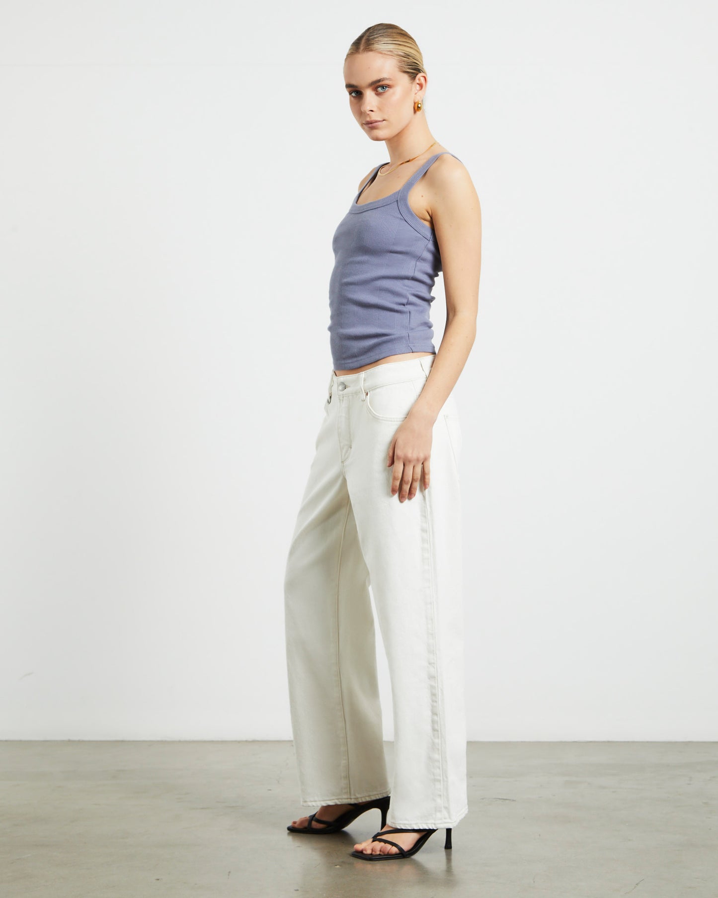 Frenchie Rib Singlet in Slate Grey