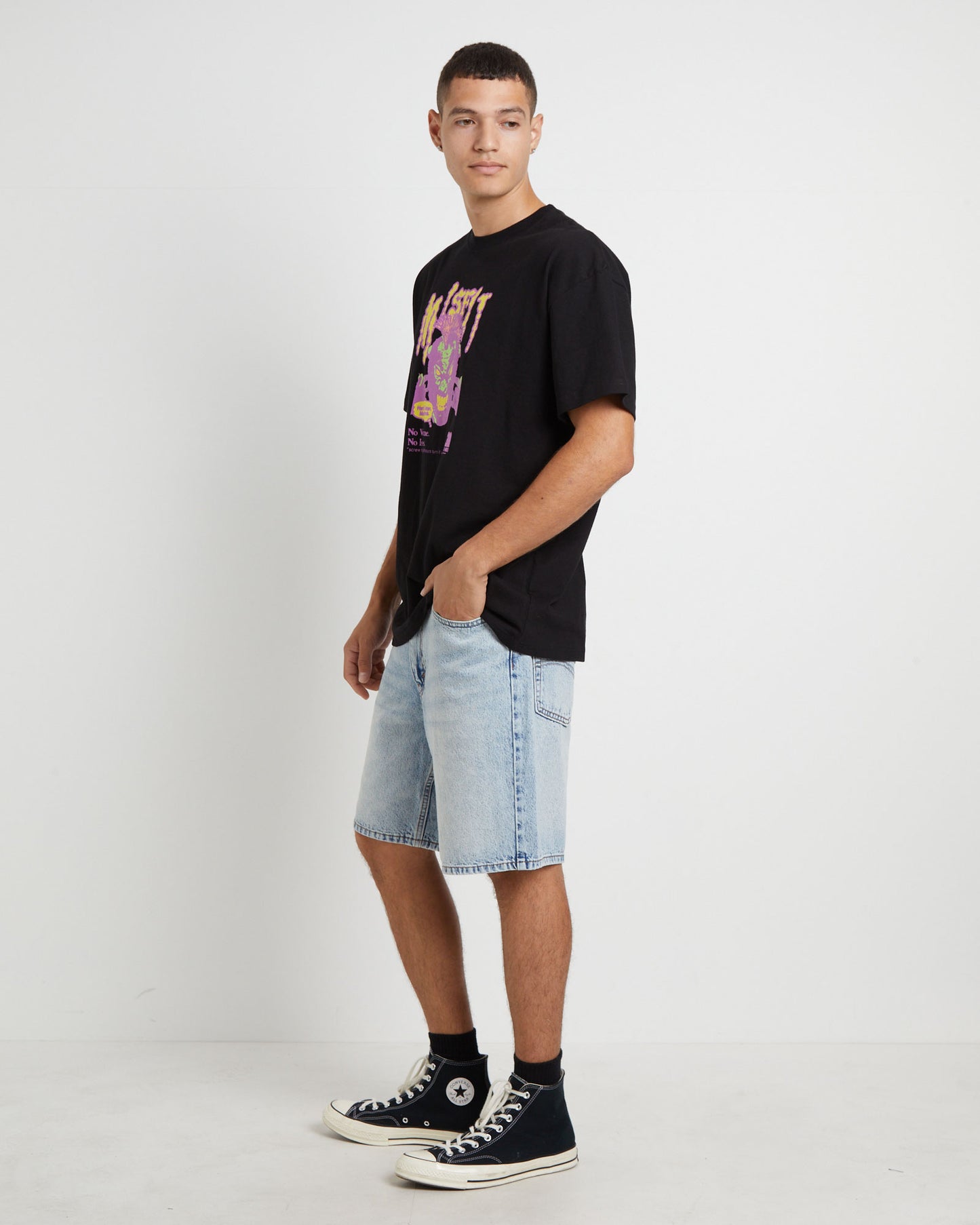 New Issues 50-50 Short Sleeve T-Shirt in Washed Black