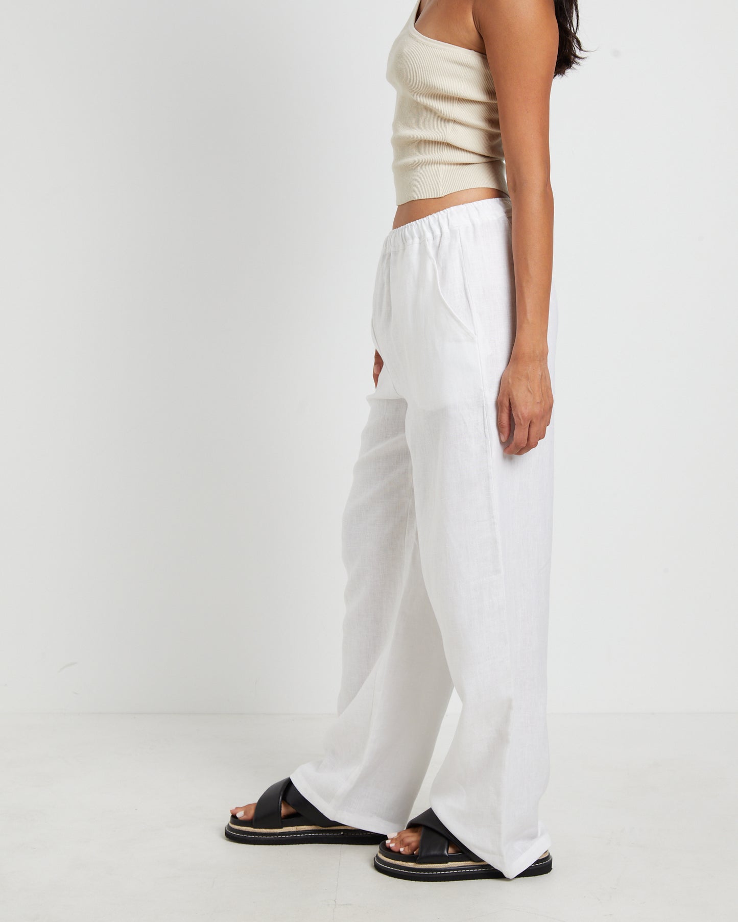 Kai Linen Draw Pants in White