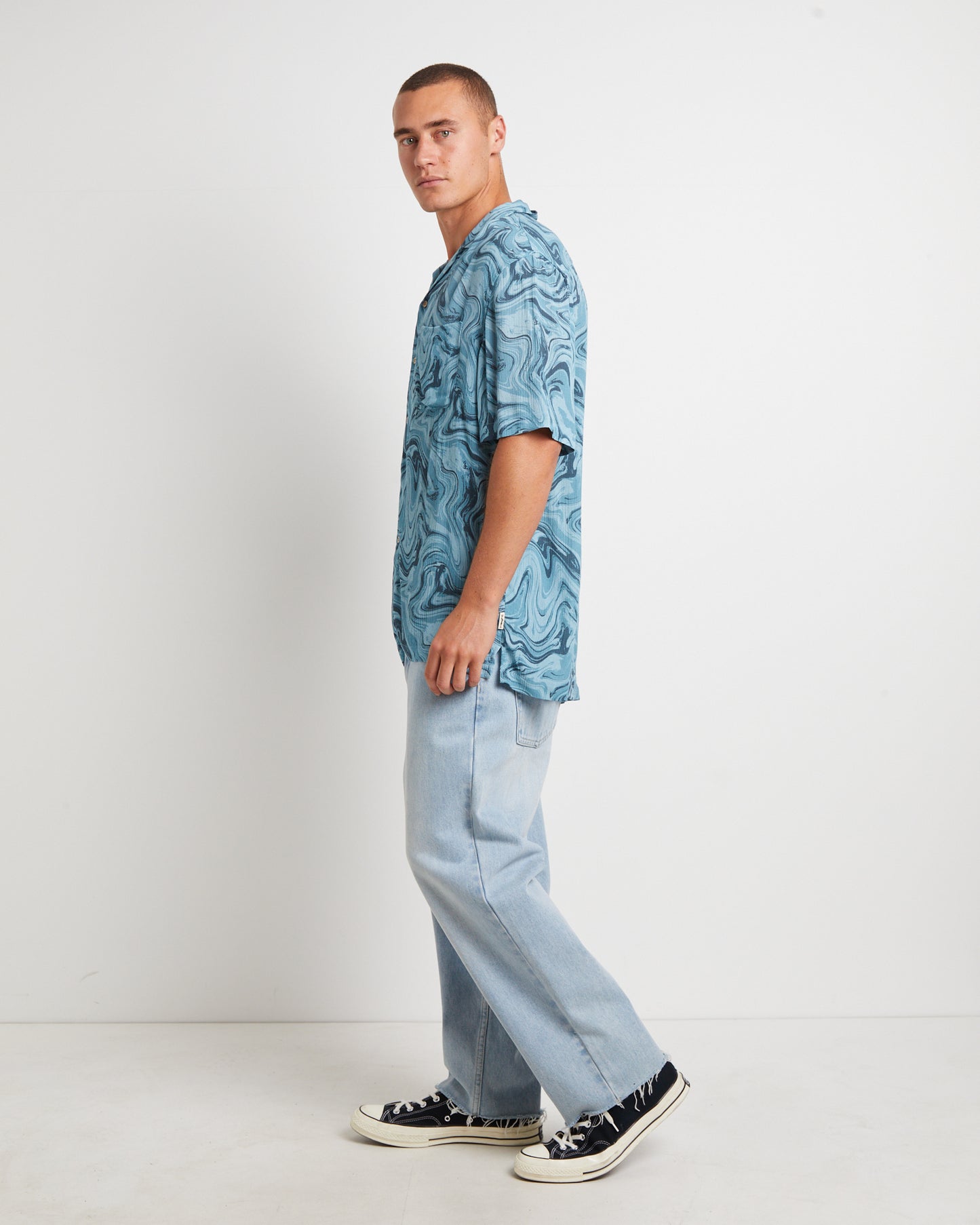 Efforts Short Sleeve Resort Shirt in Blue