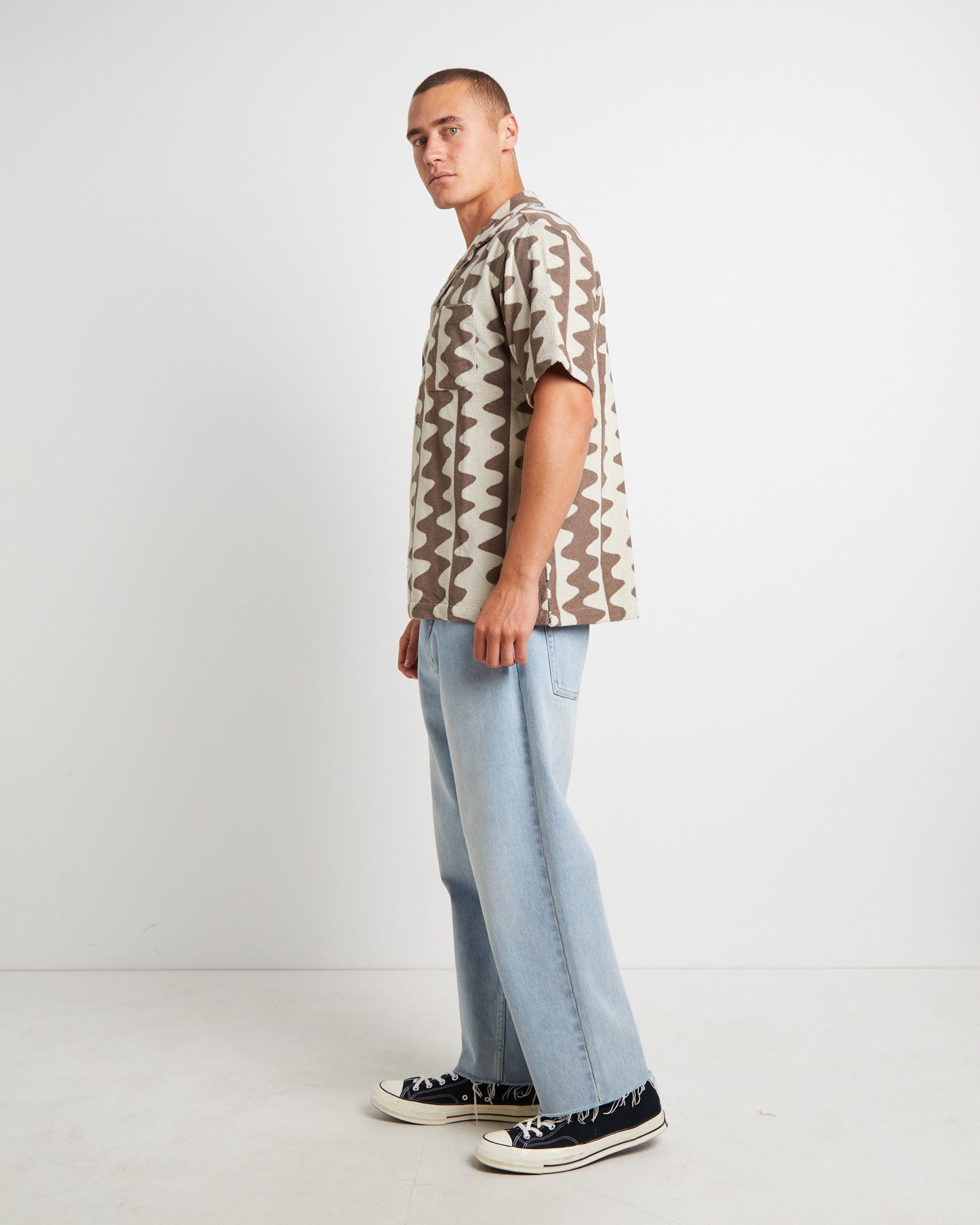 Waves Terry Short Sleeve Shirt in Mud