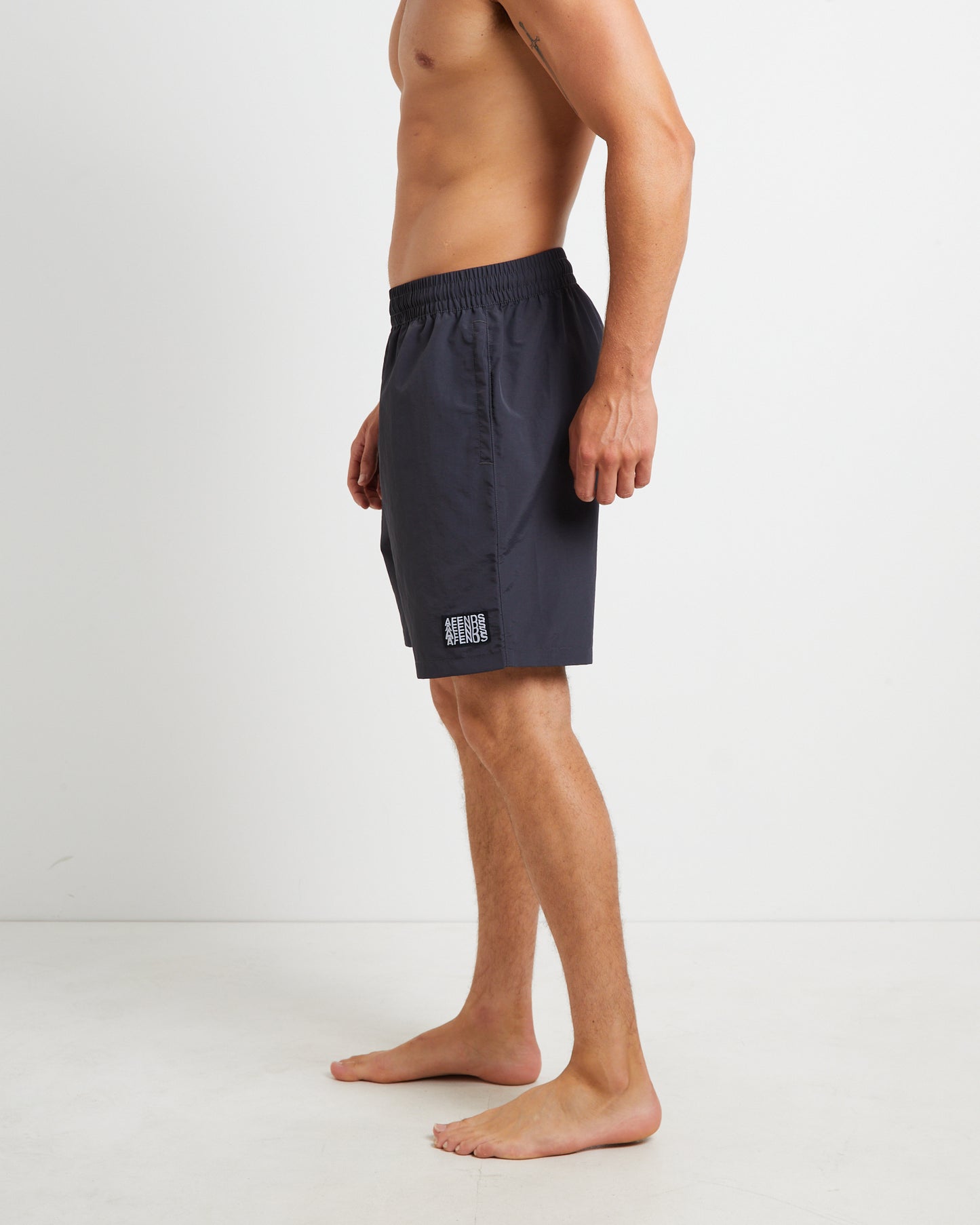 Surf Related Hemp Fixed Waist Swim Shorts in Black