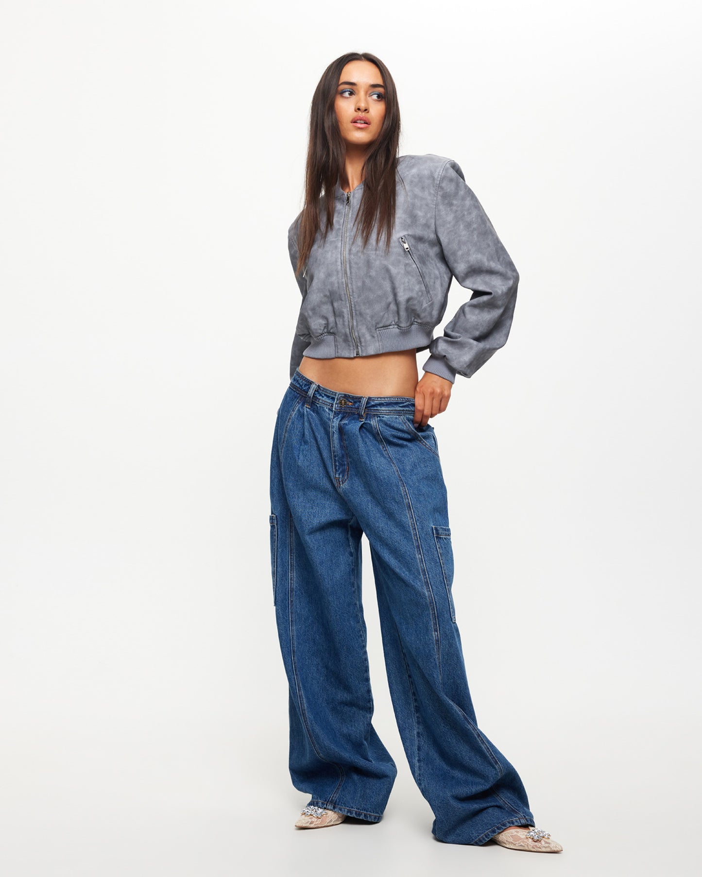 Veneda Baggy Denim Jeans in Bue