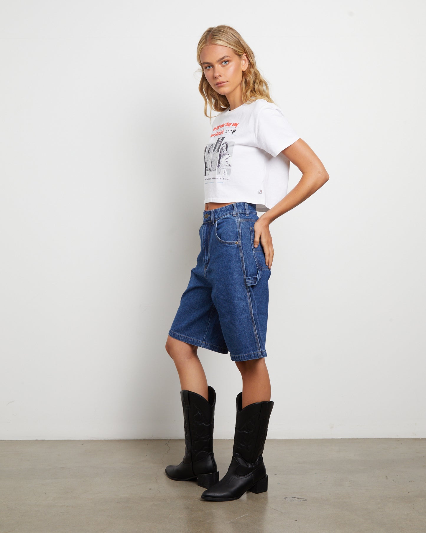 Relaxed Denim Shorts in Stone Washed Indigo