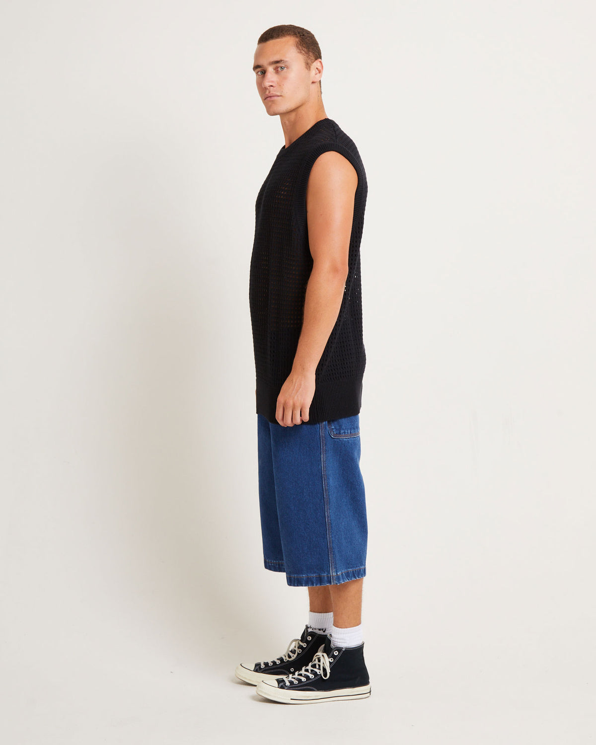 Lydo Net Knit Vest in Black BLACK