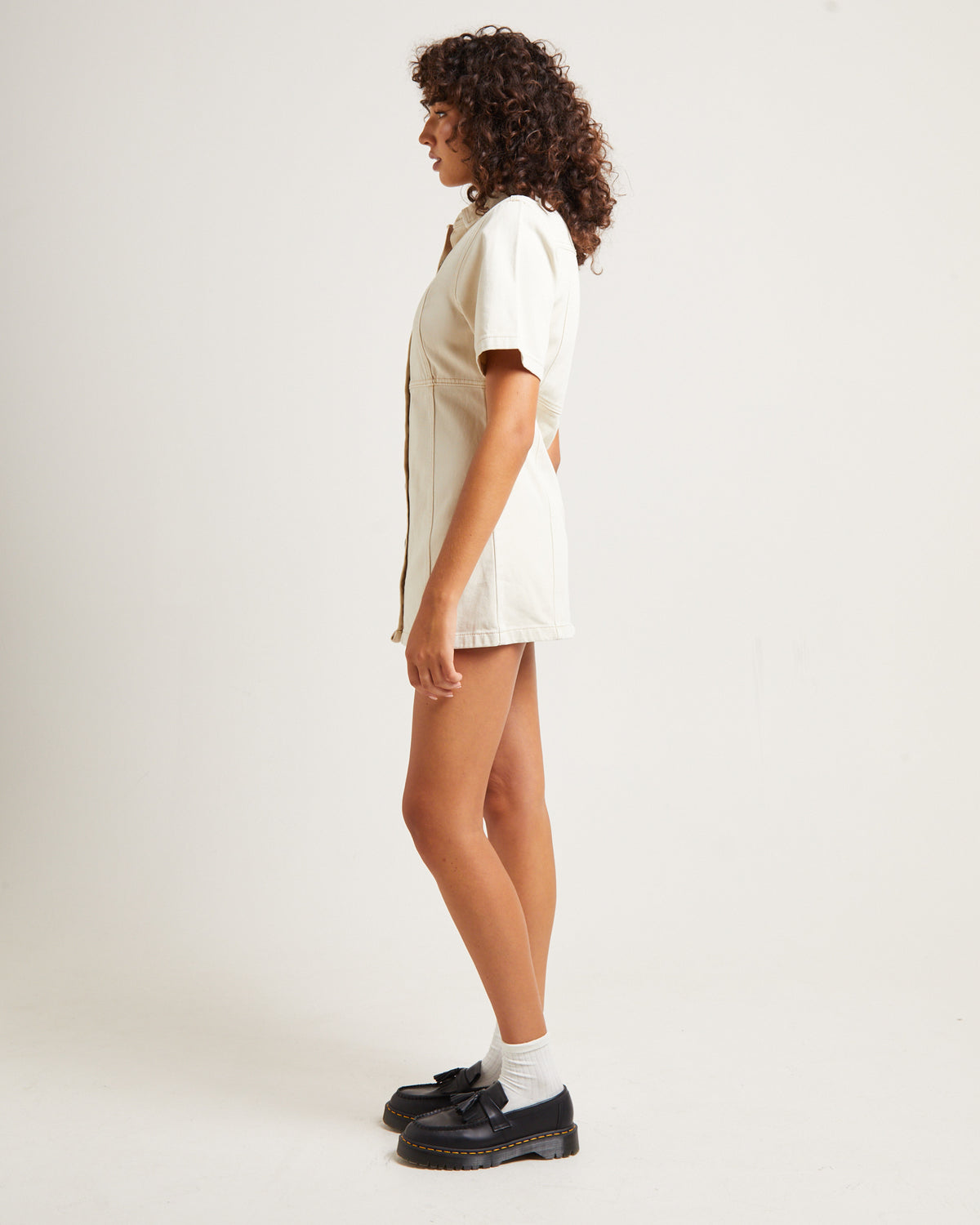 Rio Denim Mini Dress Ecru WHITE