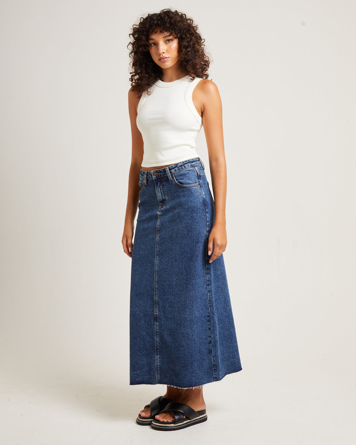 Jonesy Recut Singlet in Coconut COCONUT