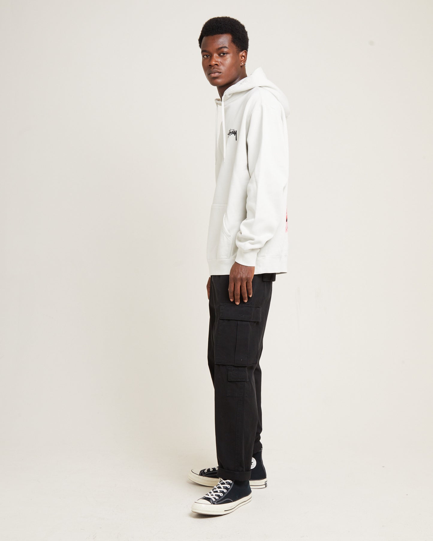 Fuzzy Dice Fleece Hoodie Washed White
