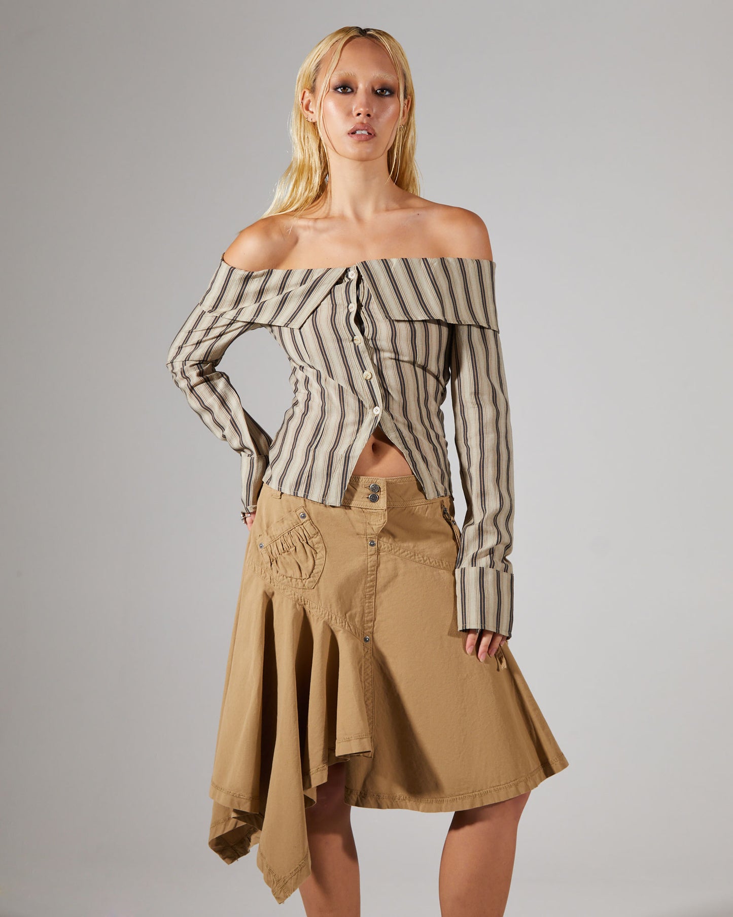 Off Shoulder Long Sleeve Shirt