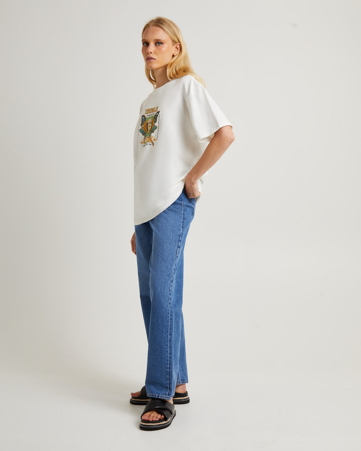 Solar Wings Slouch Tee Vintage White BABY BLUE ESSENTIALS