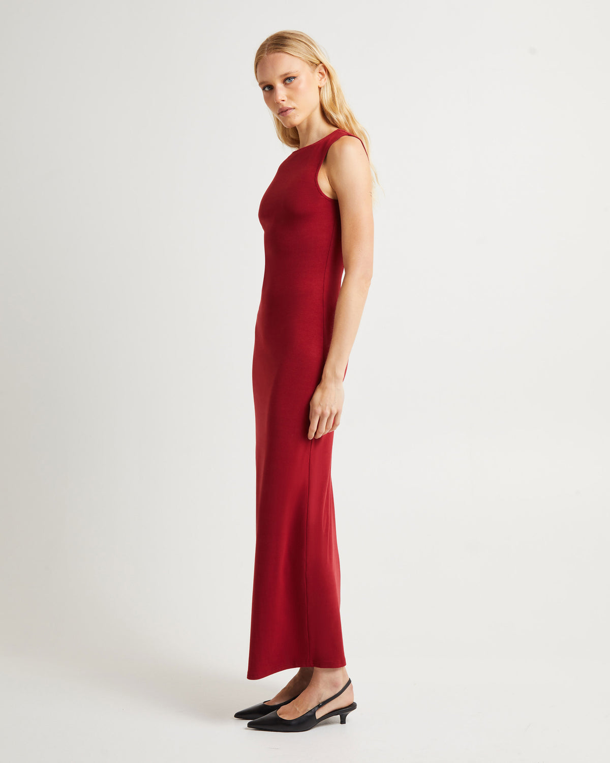 Dahlia Curve Cut Out Maxi Dress CHERRY