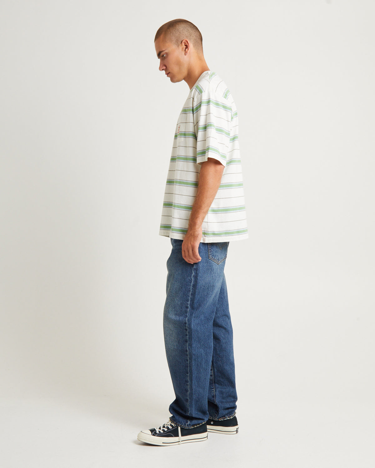 Short Sleeve Workwear T-Shirt Stanlee Strip Egret STANLEE STRIPE EGRET