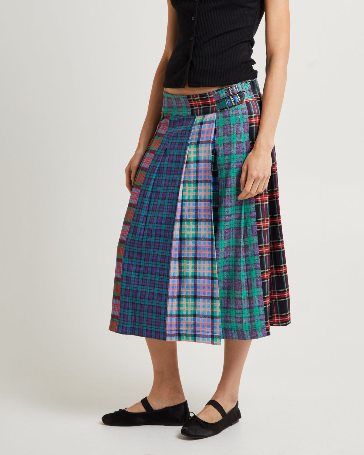Paris Texas Midi Skirt BLUE CHECK