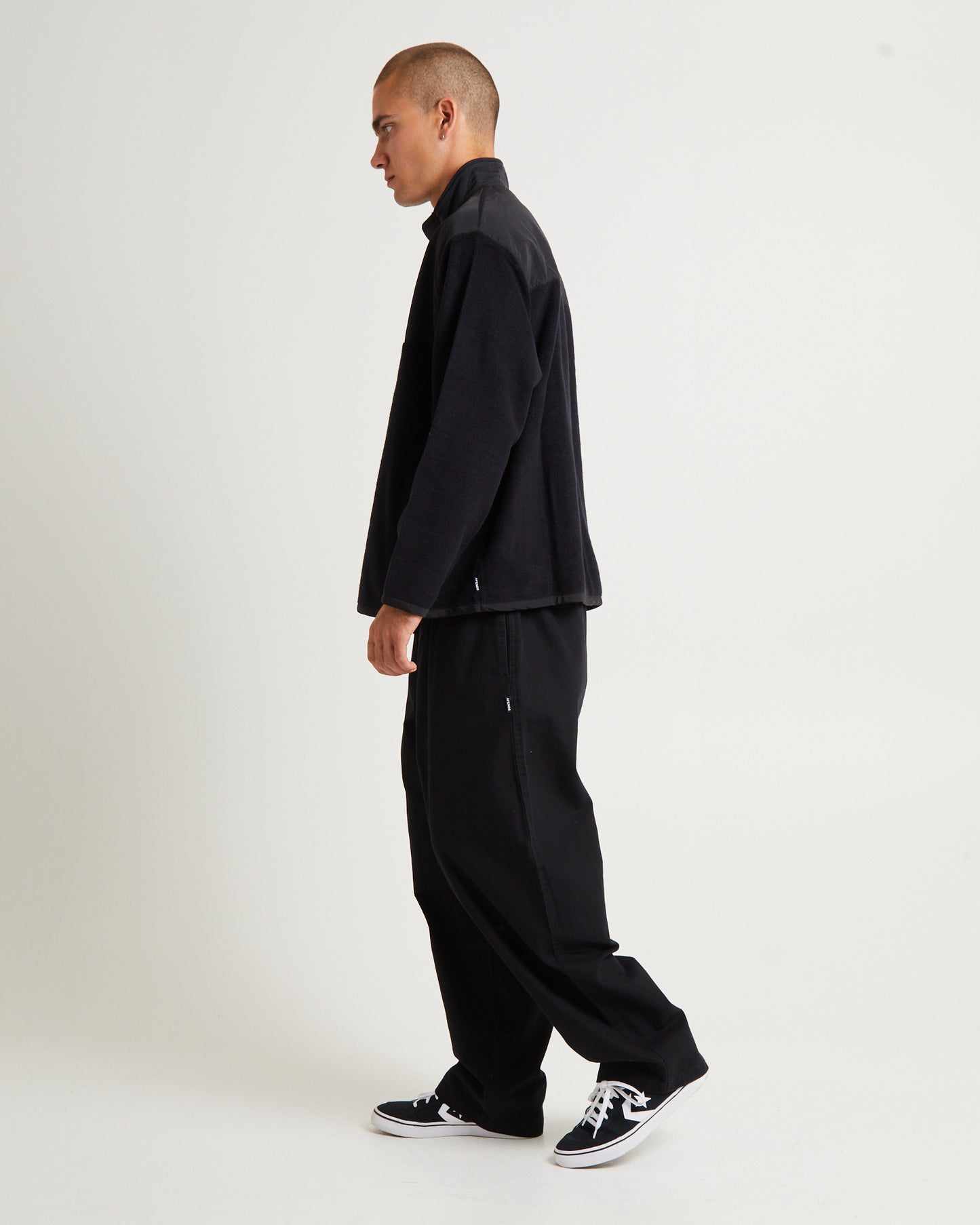 Message Recycled Fleece Pullover Black