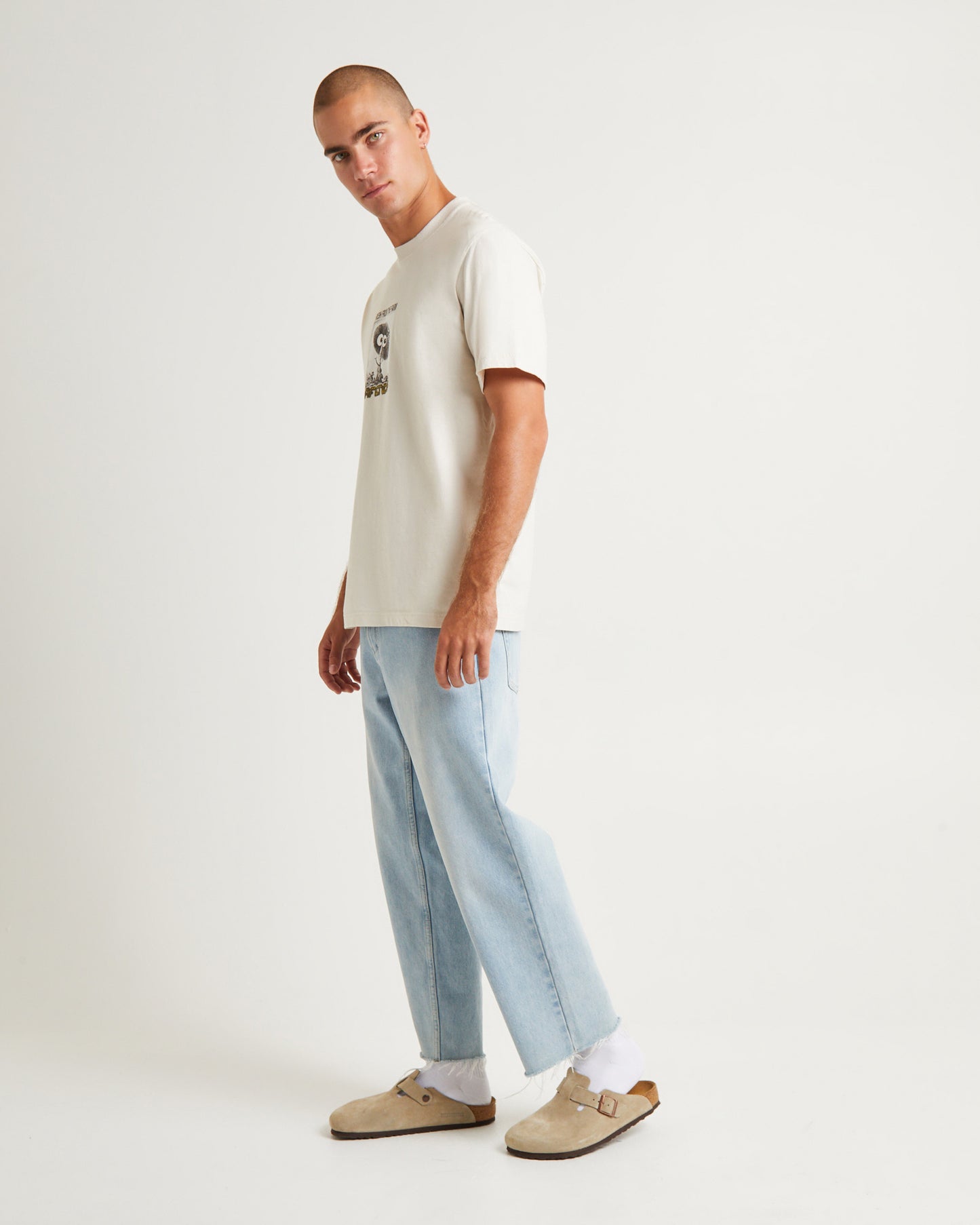 Farm Fresh Recycled Retro Fit T-Shirt Moonbeam