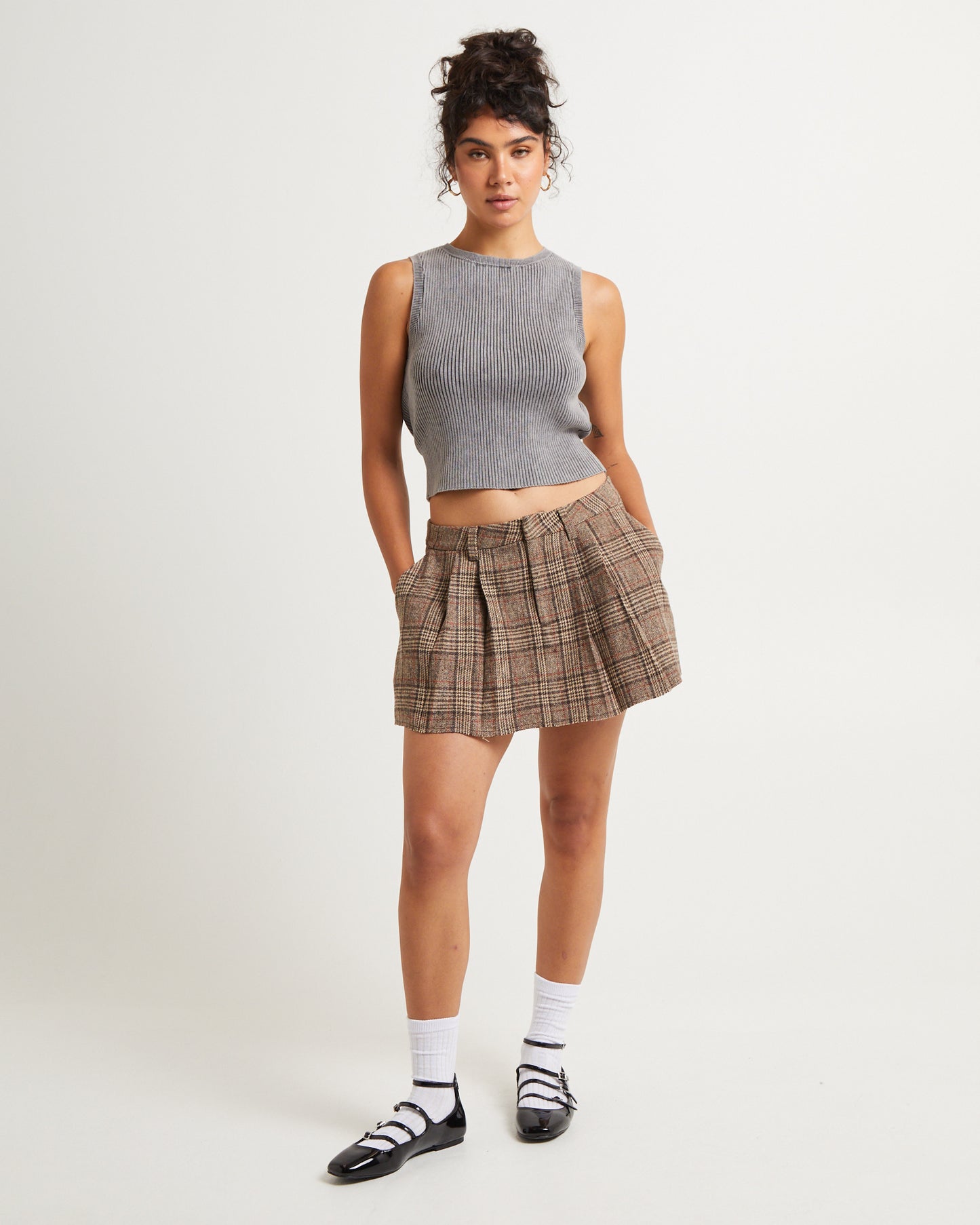 Check Kilt Mini Skirt