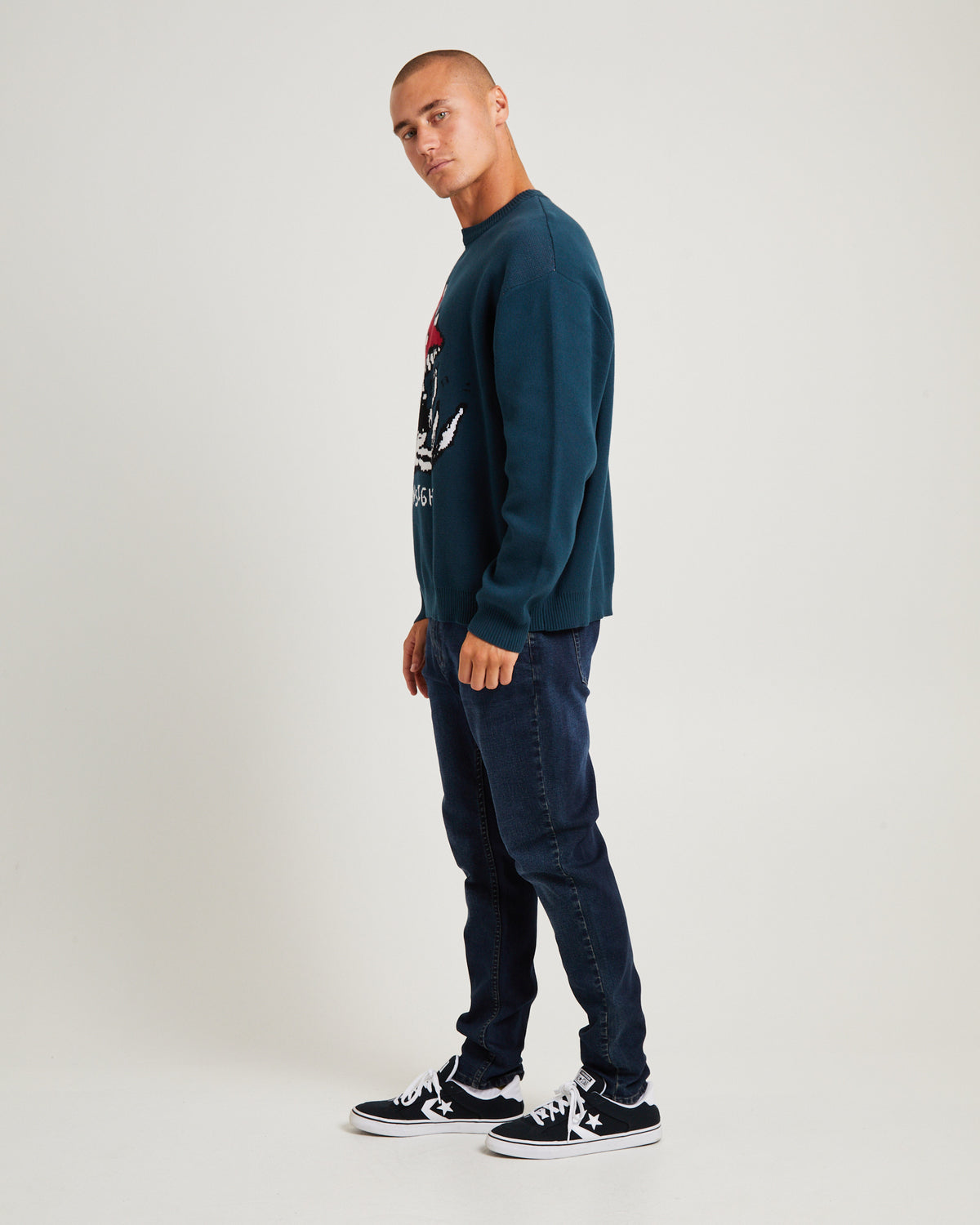 Wired Intarsia Knit Jumper PINE