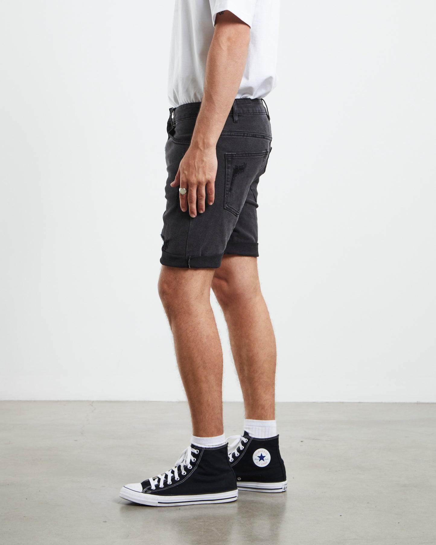 Revolver Denim Shorts New York Trashed Black