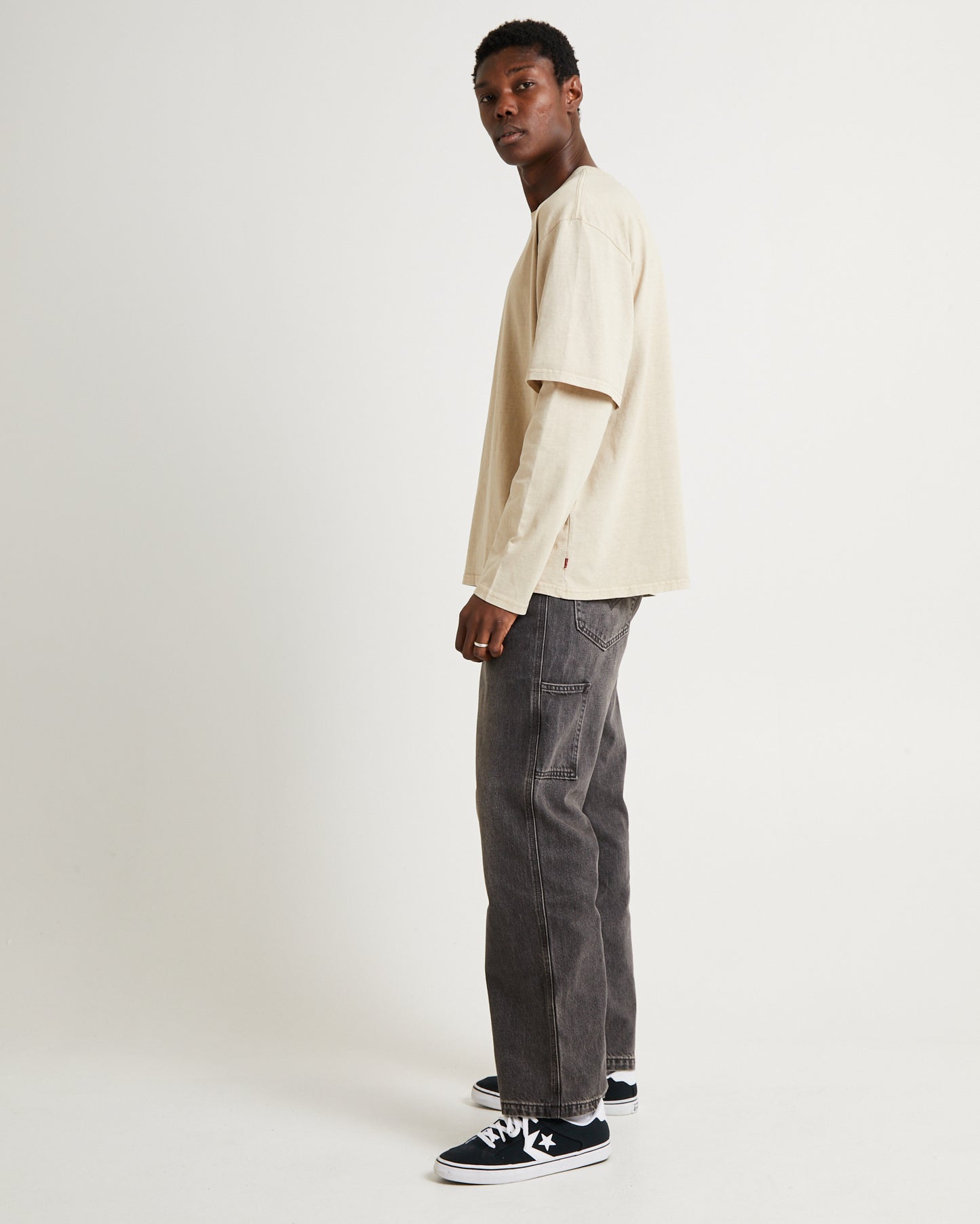 Long Sleeve Twofer Shirt Feather Grey