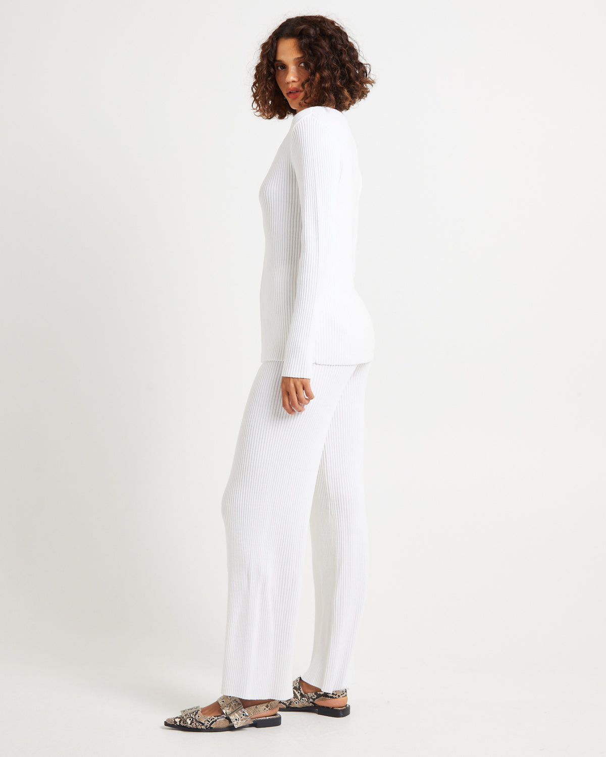 Kiah Long Sleeve Knit Top WHITE