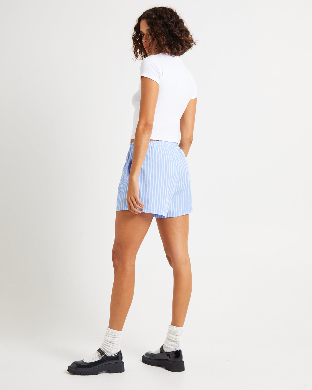 Poppy Poplin Stripe Shorts BLUE STRIPE